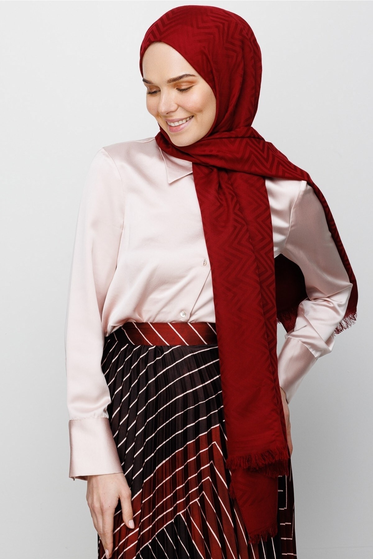 Zigzag Pattern Cotton Jacquard Hijab