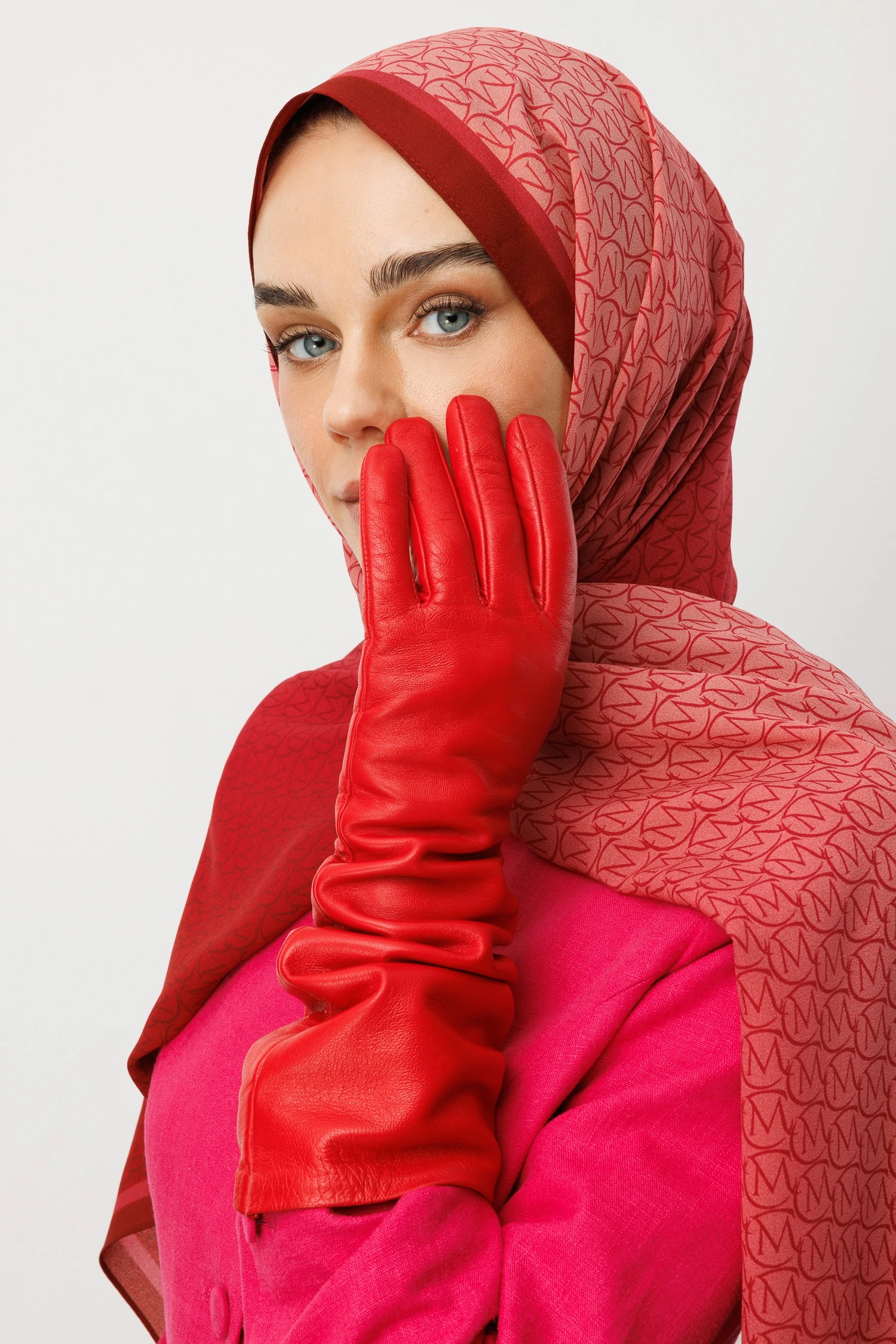 Monogram Hebei Silk Shawl - Burgundy