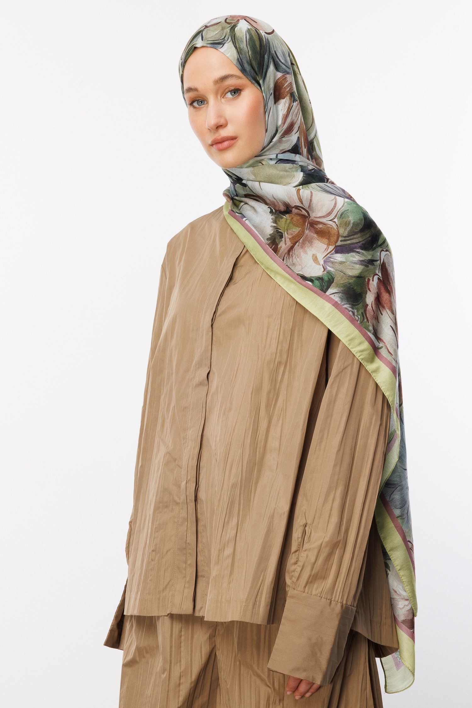 Patterned Cotton Shawl - Green