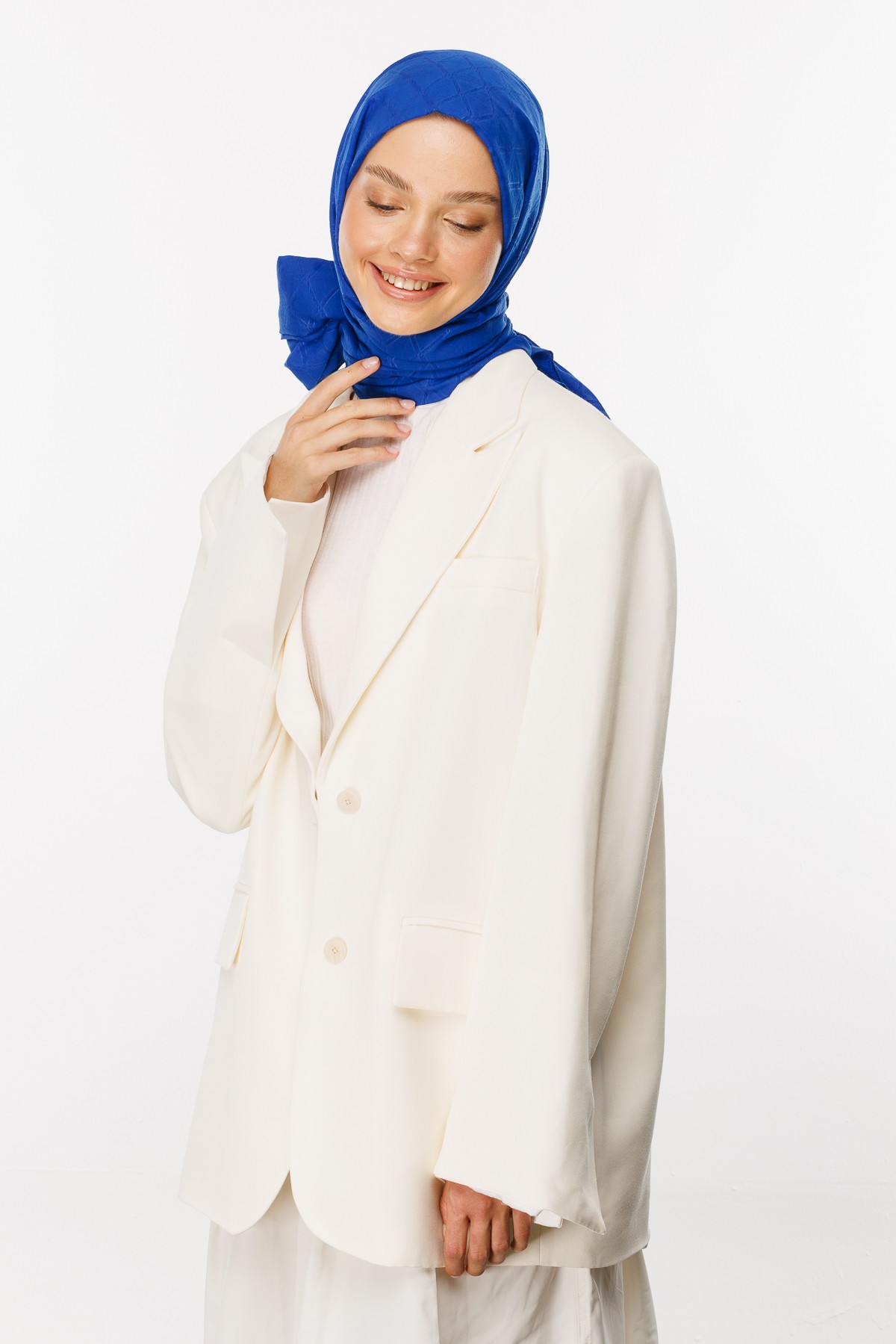 Bamboo Jacquard Shawl - Sax Blue