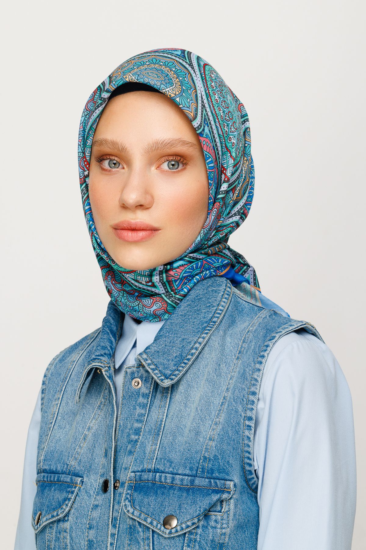 Ethnic Pattern Digital Soft Scarf - Blue
