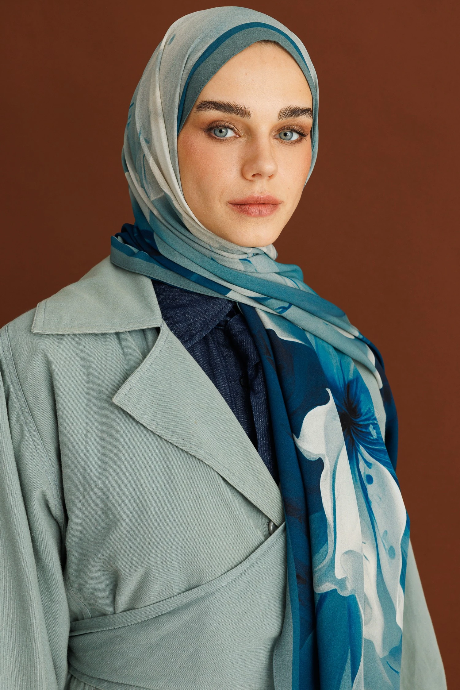 Pure Desen Hebei İpek Şal - Lacivert