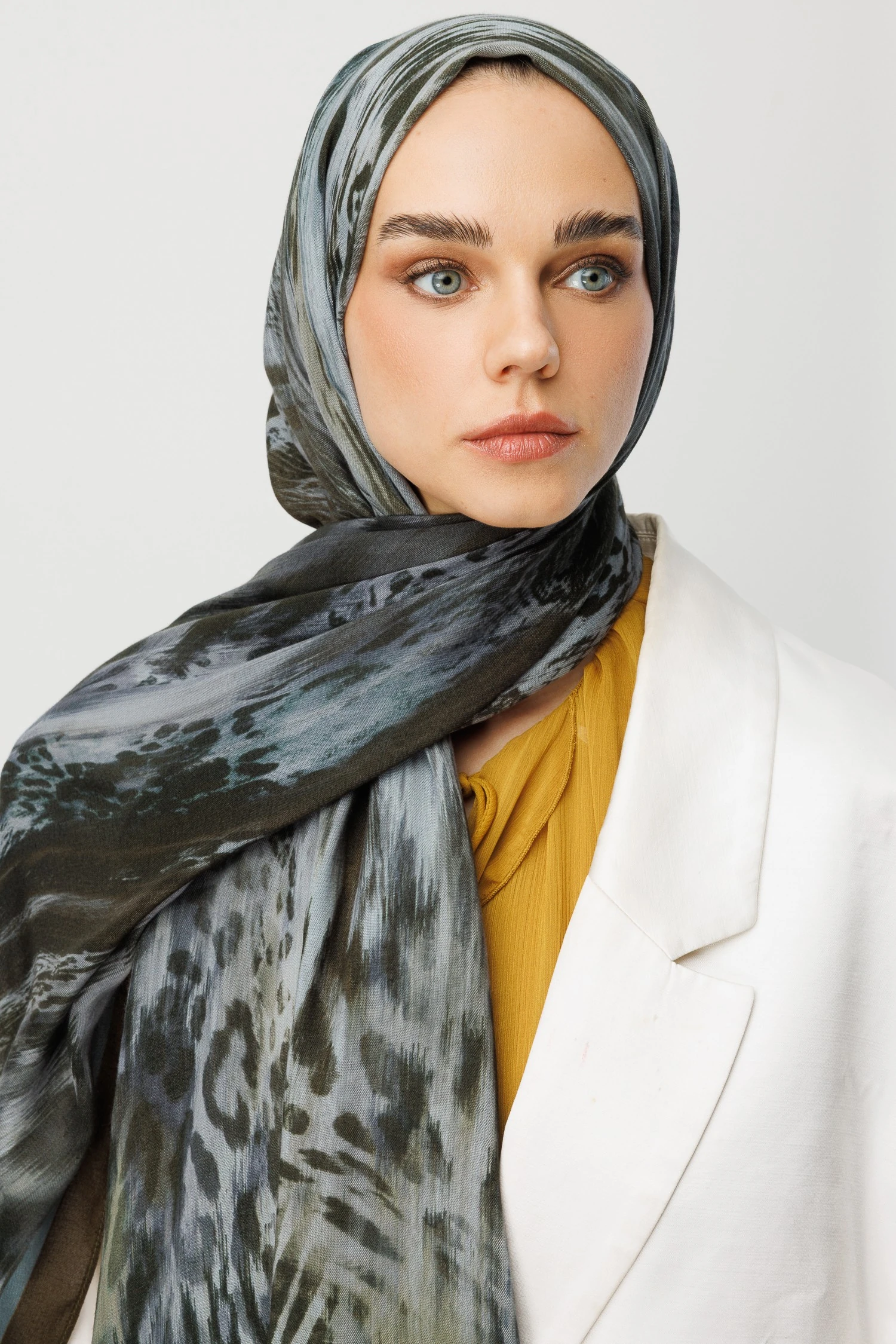 Leopar Desen Rami Şal - Khaki