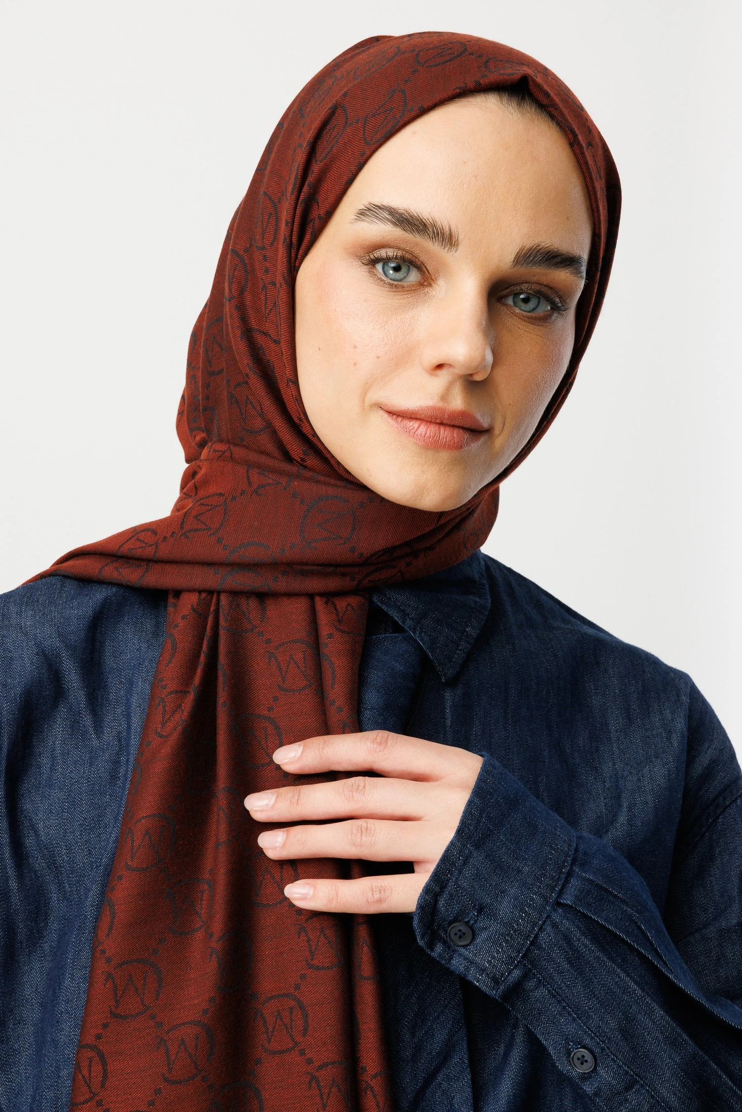 Wool Silk Shawl - Red Coffee