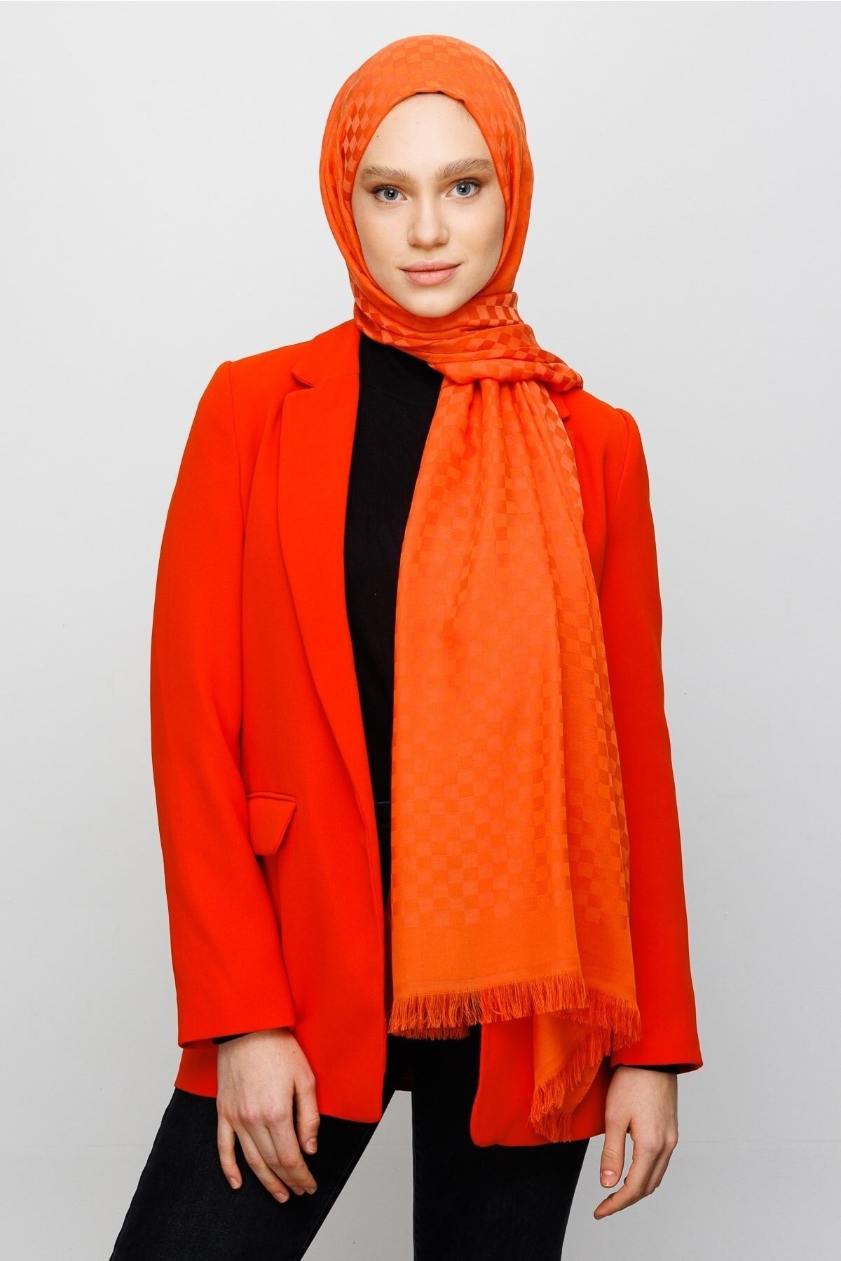 Square Pattern Cotton Jacquard Hijab