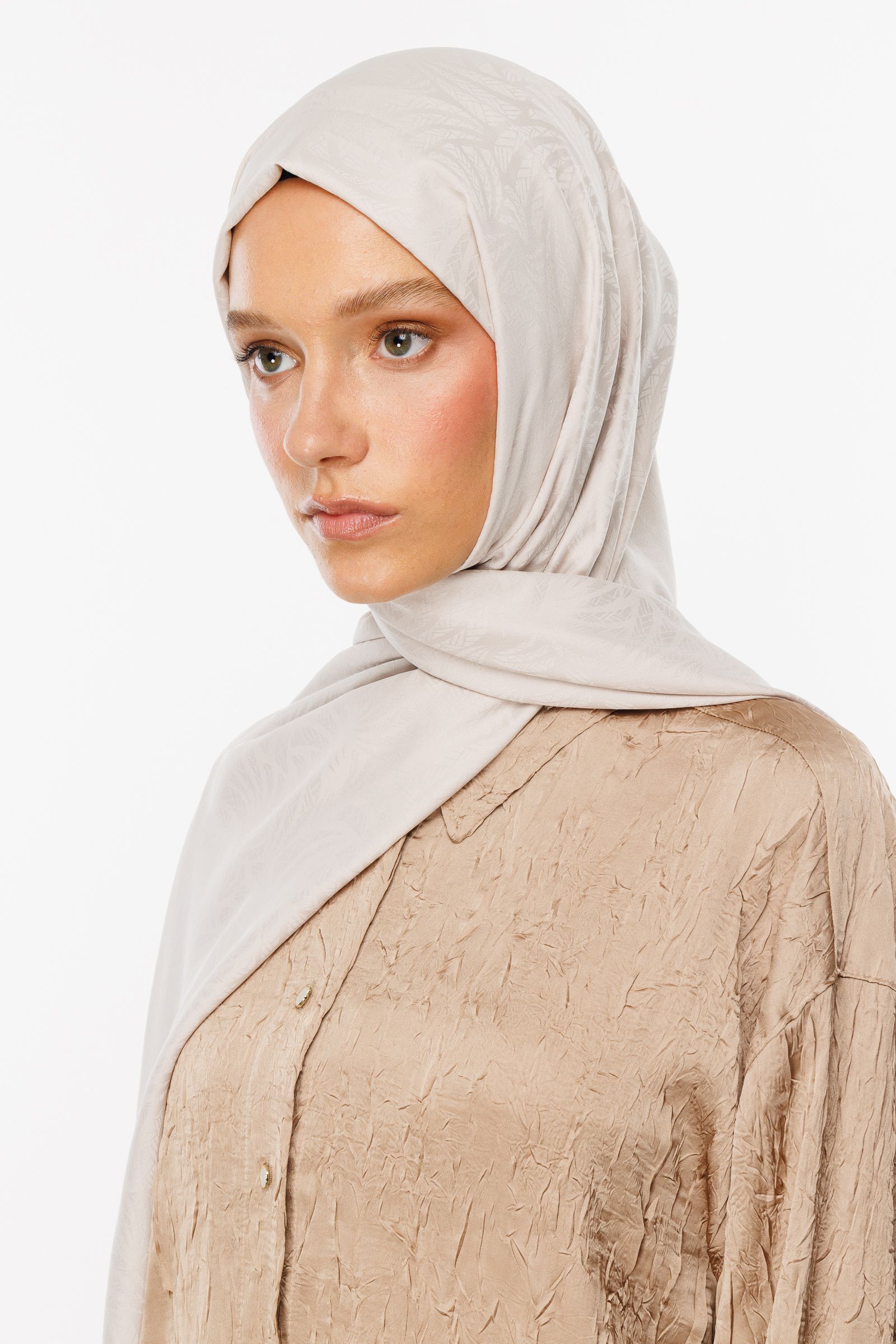 Artemis Pattern Silk Jacquard Shawl - Stone Color
