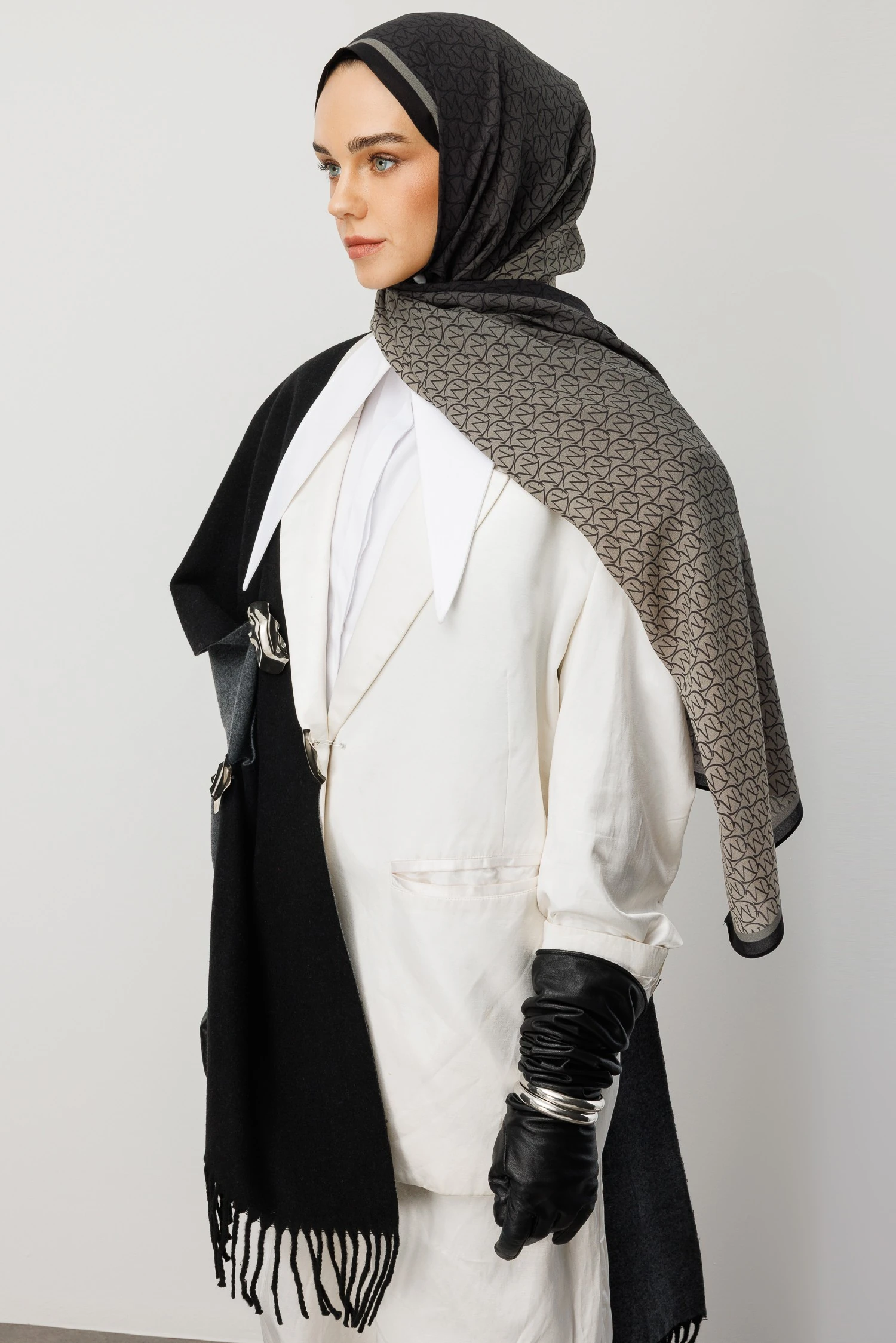 Monogram Hebei Silk Shawl - Black