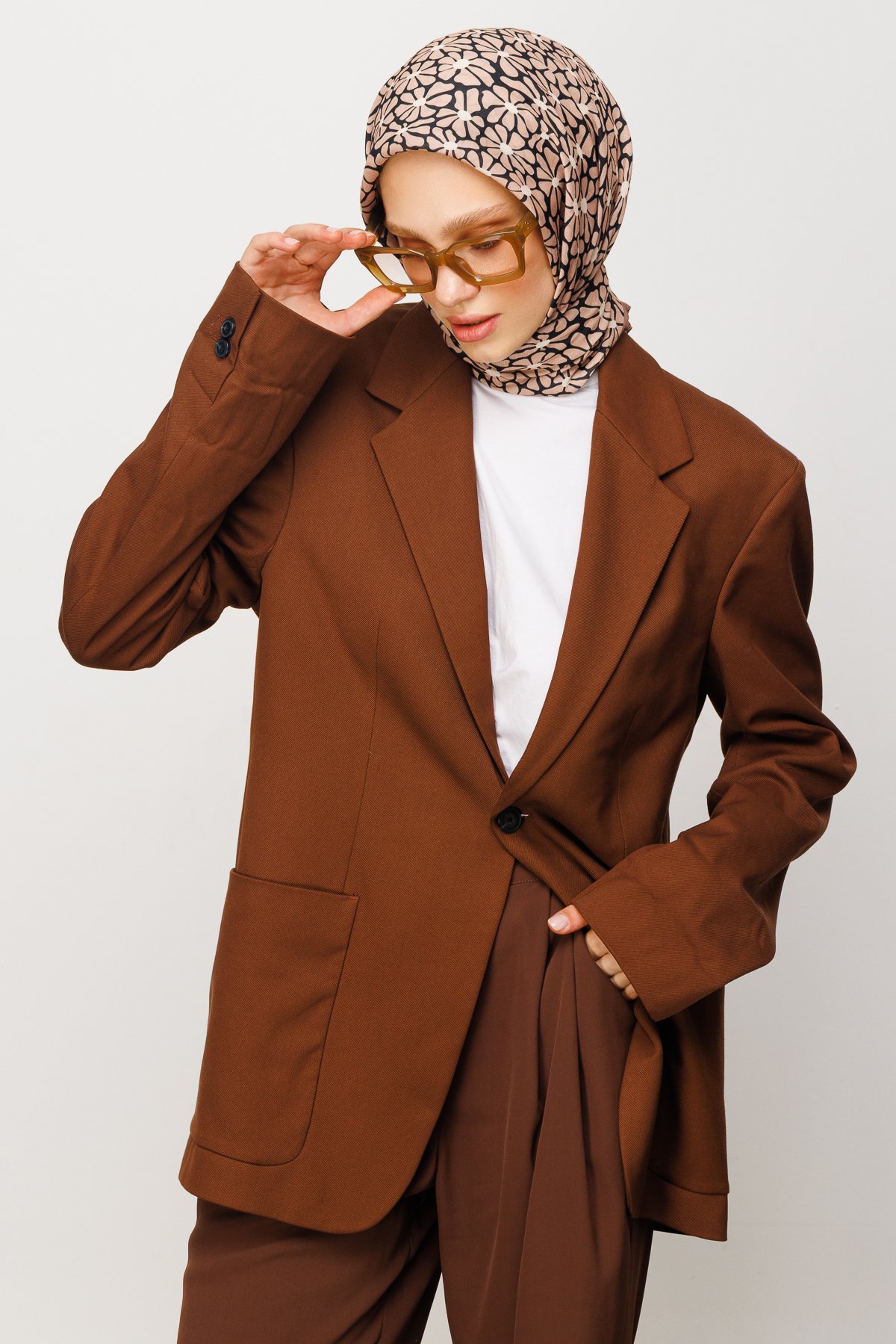 Clover Pattern Digital Soft Scarf - Brown
