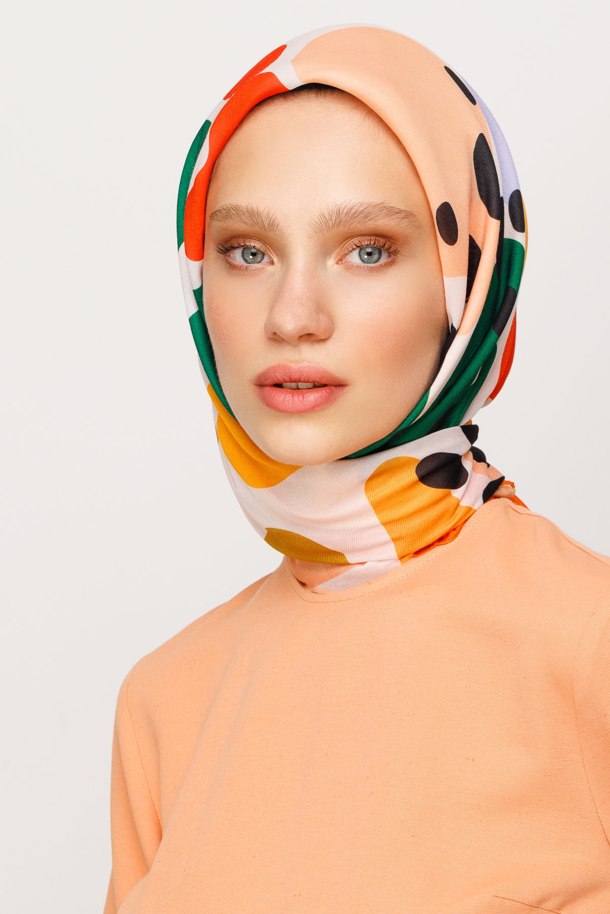 Bloom Pattern Digital Soft Scarf - Turuncu