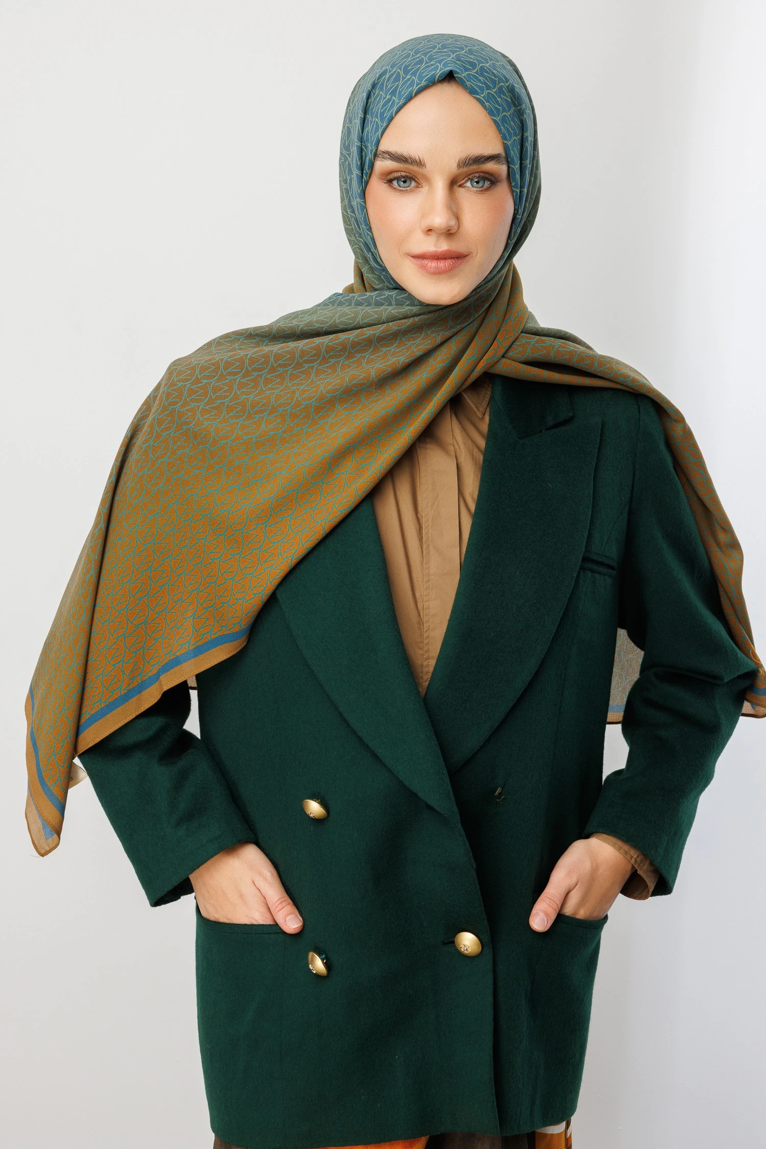 Monogram Hebei Silk Shawl - Saffron