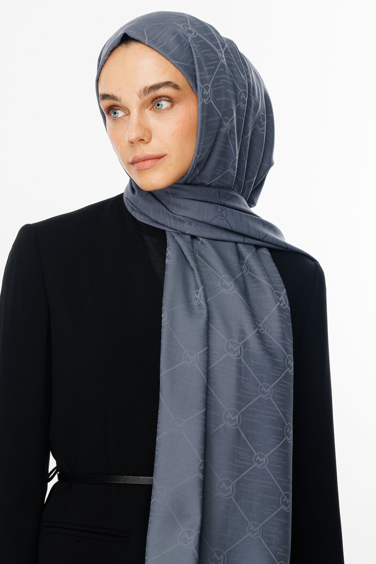 Moon Is Pattern Jacquard Shawl - Smoked