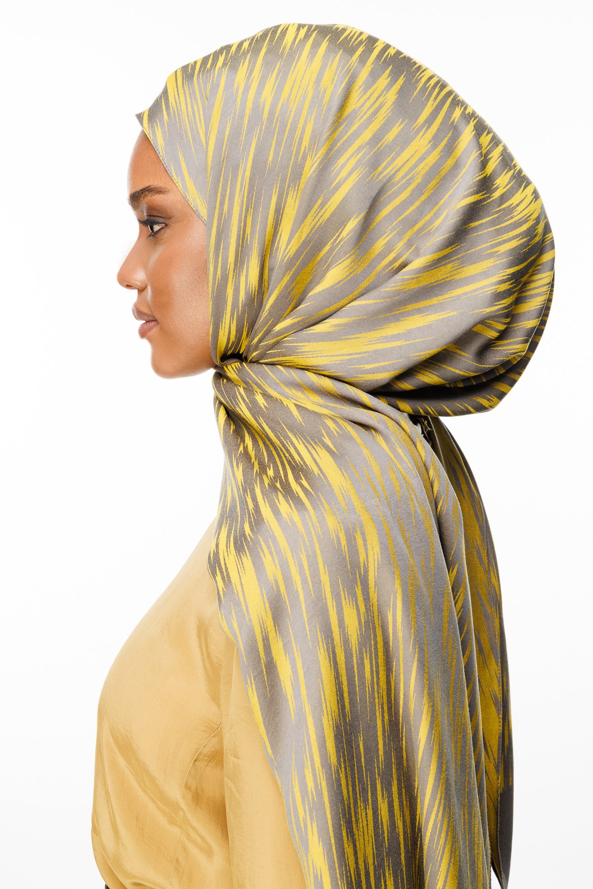 Marrakech Double Sided Shawl - Dark Gray-Mustard