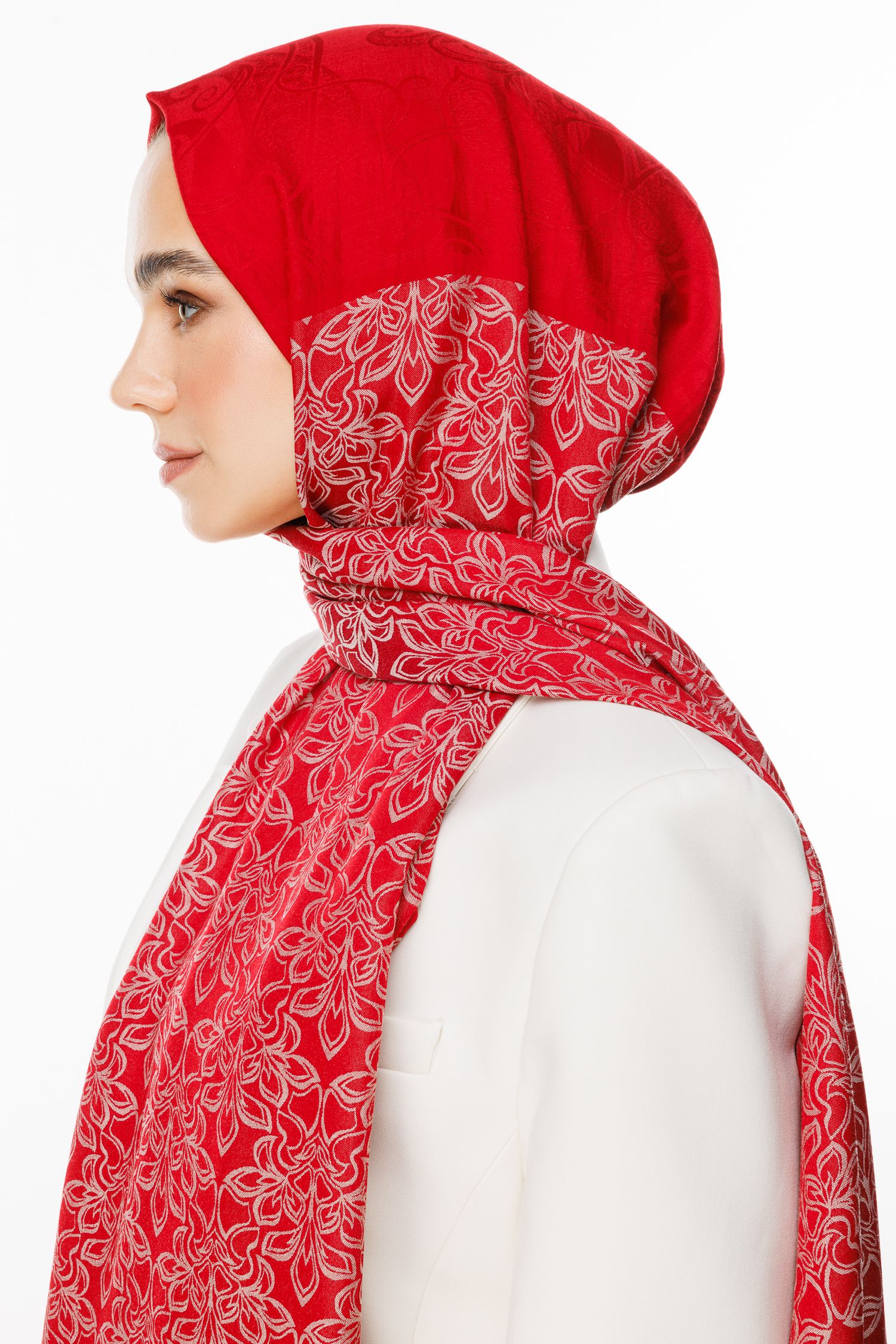 Nora Pattern Double-Sided Shawl - Burgundy-Mint Green