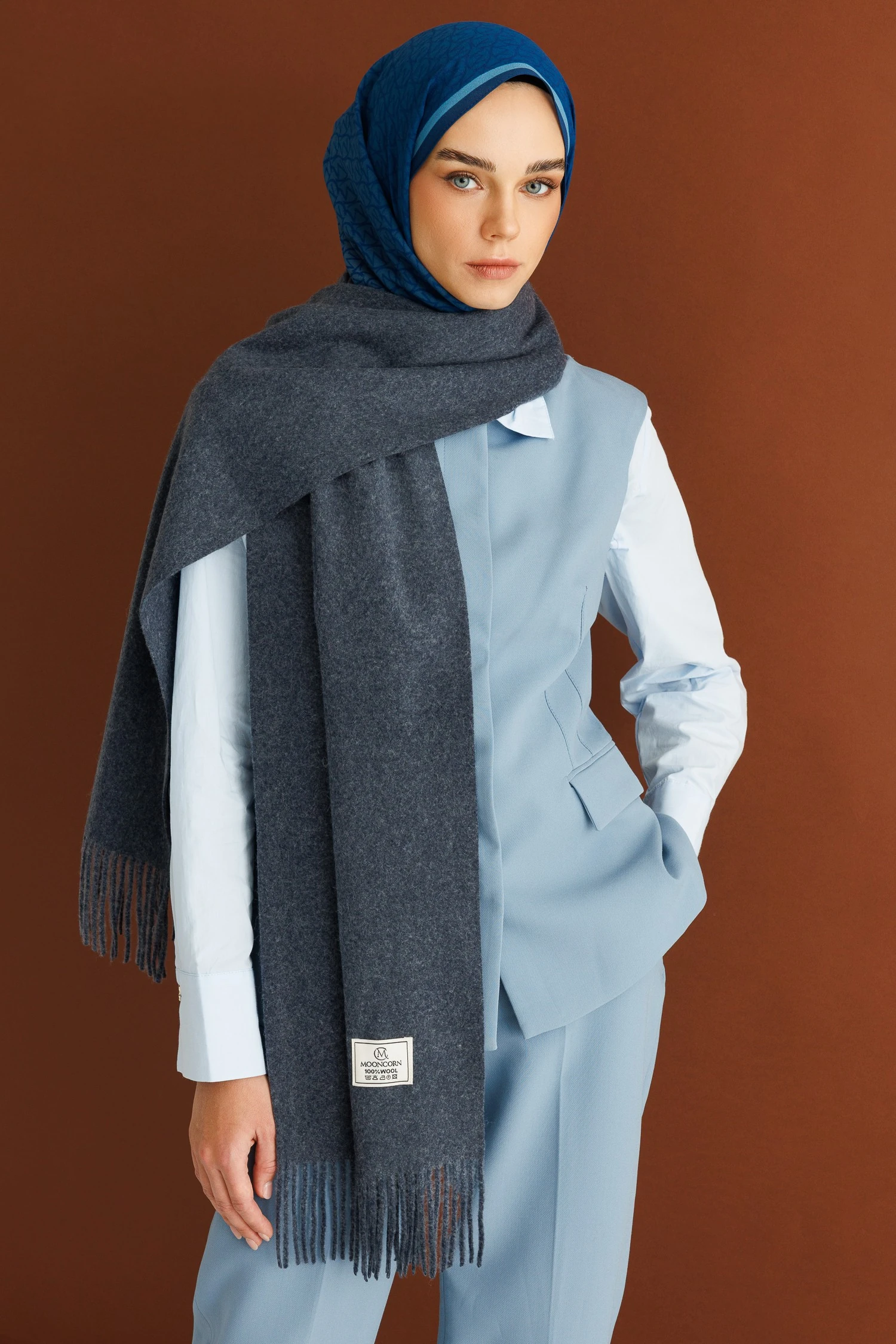 Monogram Hebei İpek Şal - Indigo