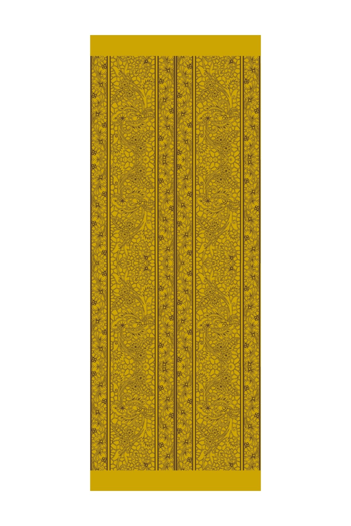 Lavin Pattern Double-Sided Shawl - Bitter Coffee-Mustard