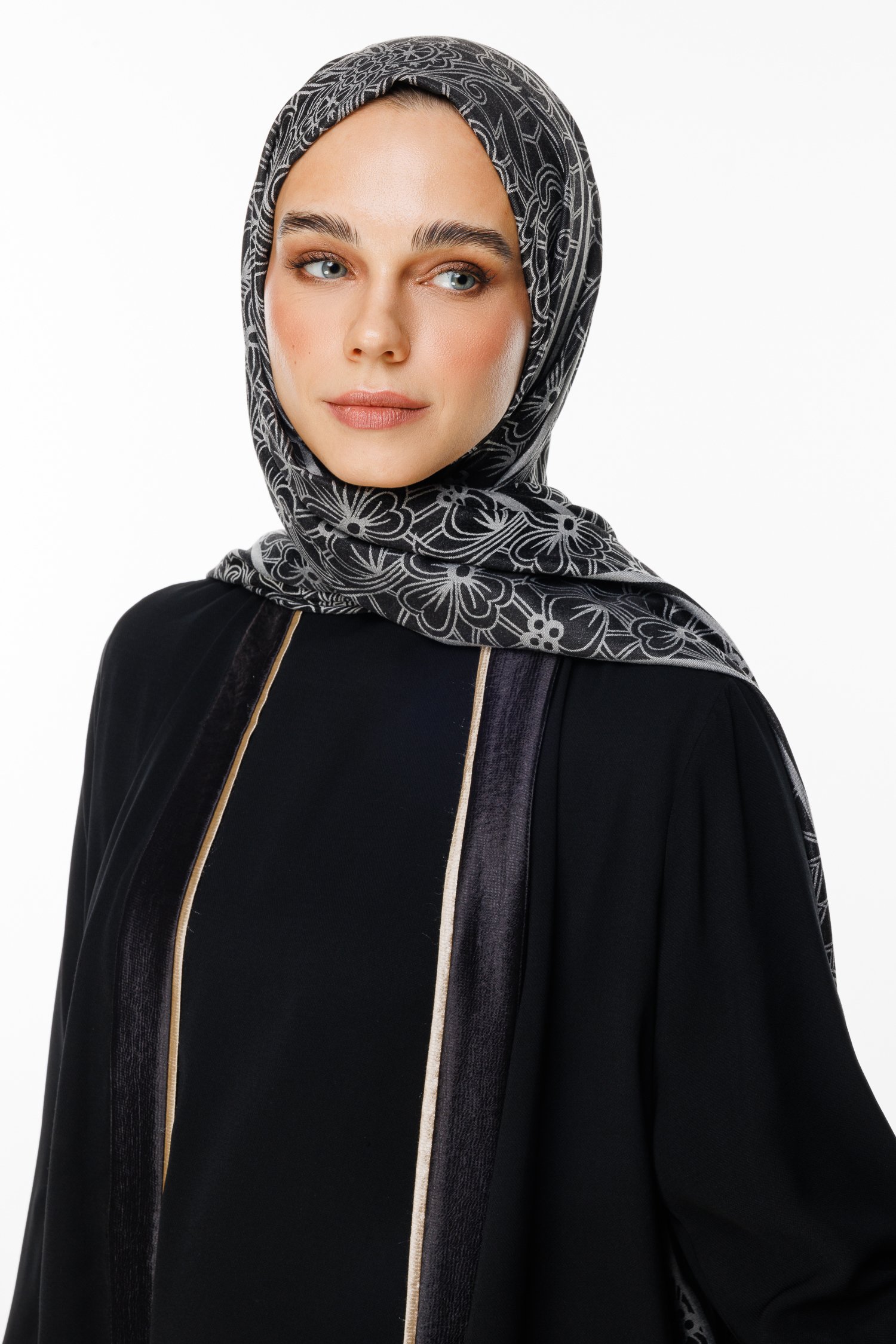 Lavin Pattern Double-Sided Shawl - Black-Black