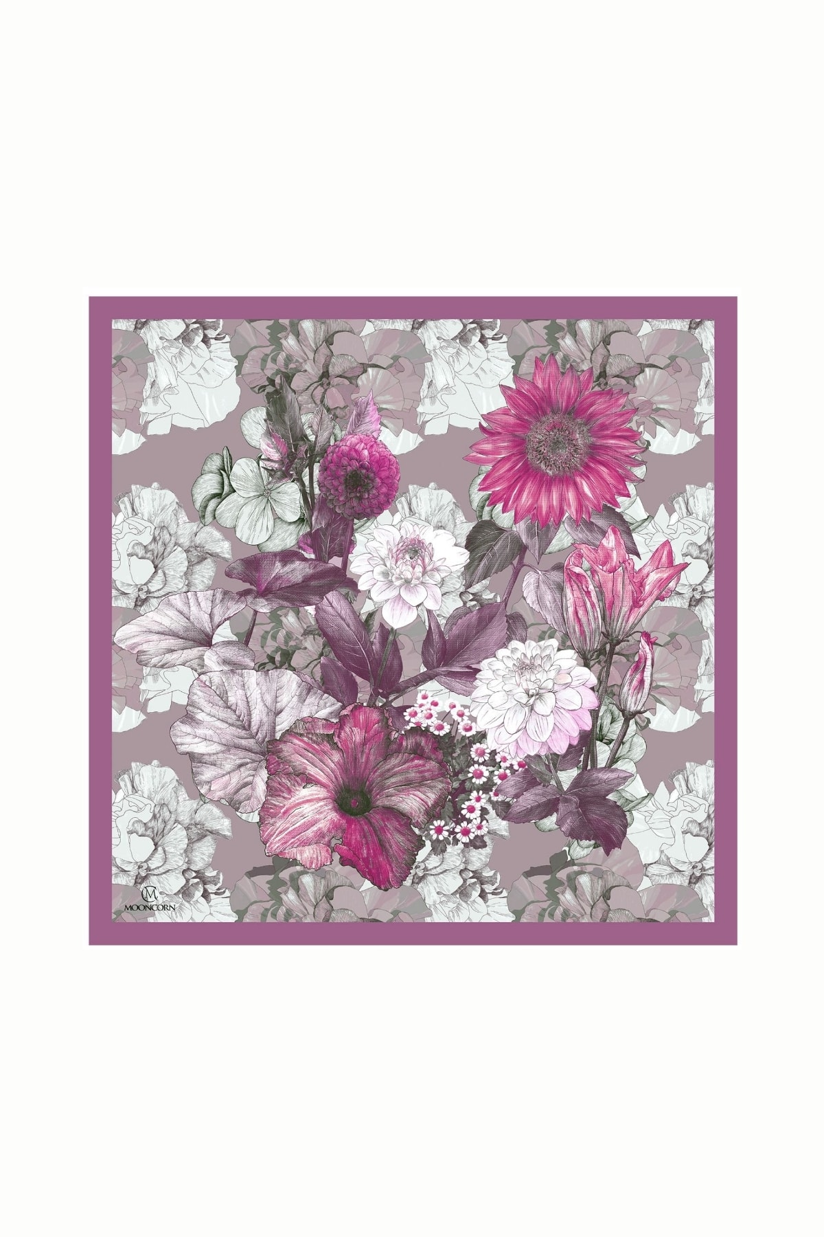 Floren Pattern Cotton Scarf - Violet