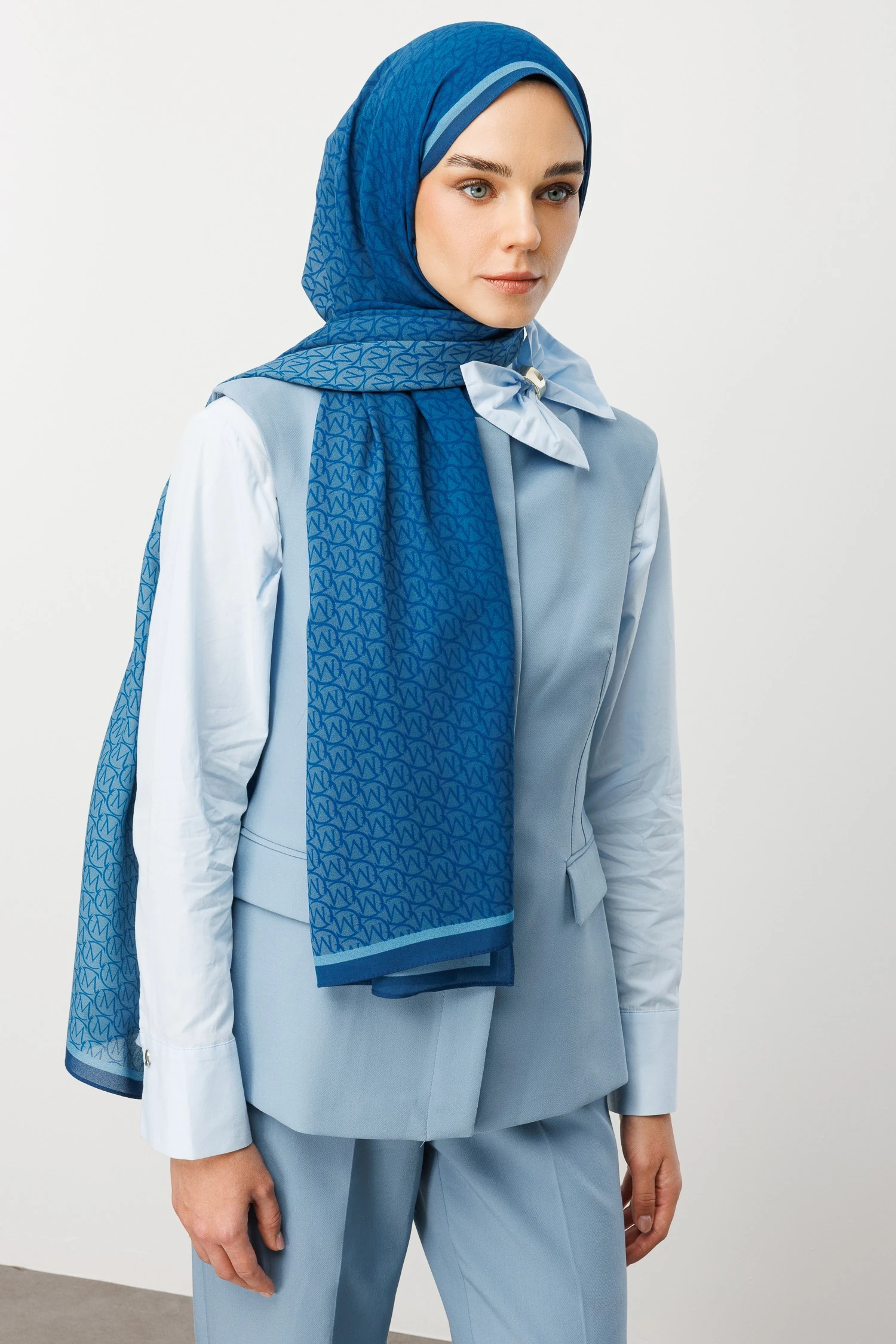 Monogram Hebei İpek Şal - Indigo