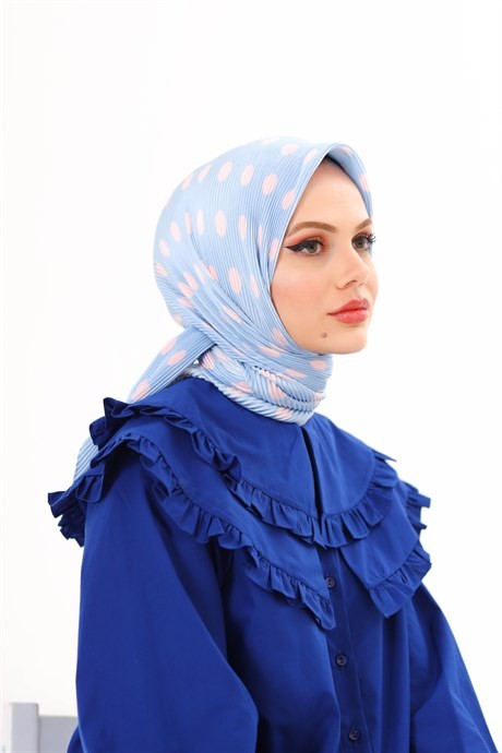 Bebek Mavisi Moon Desen Pilise Eşarp