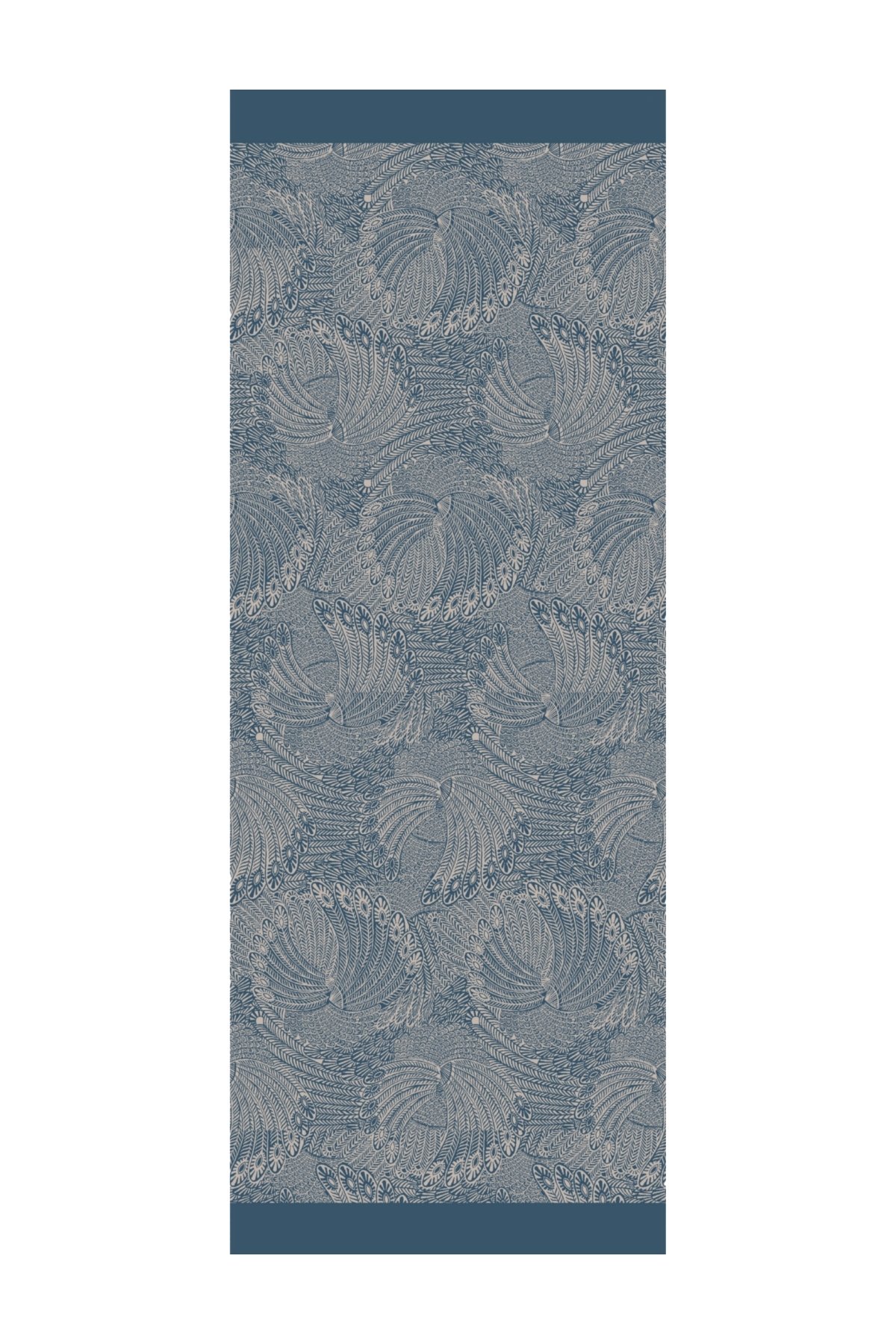 Mayra Pattern Double-Sided Shawl - Petrol Blue-Beige
