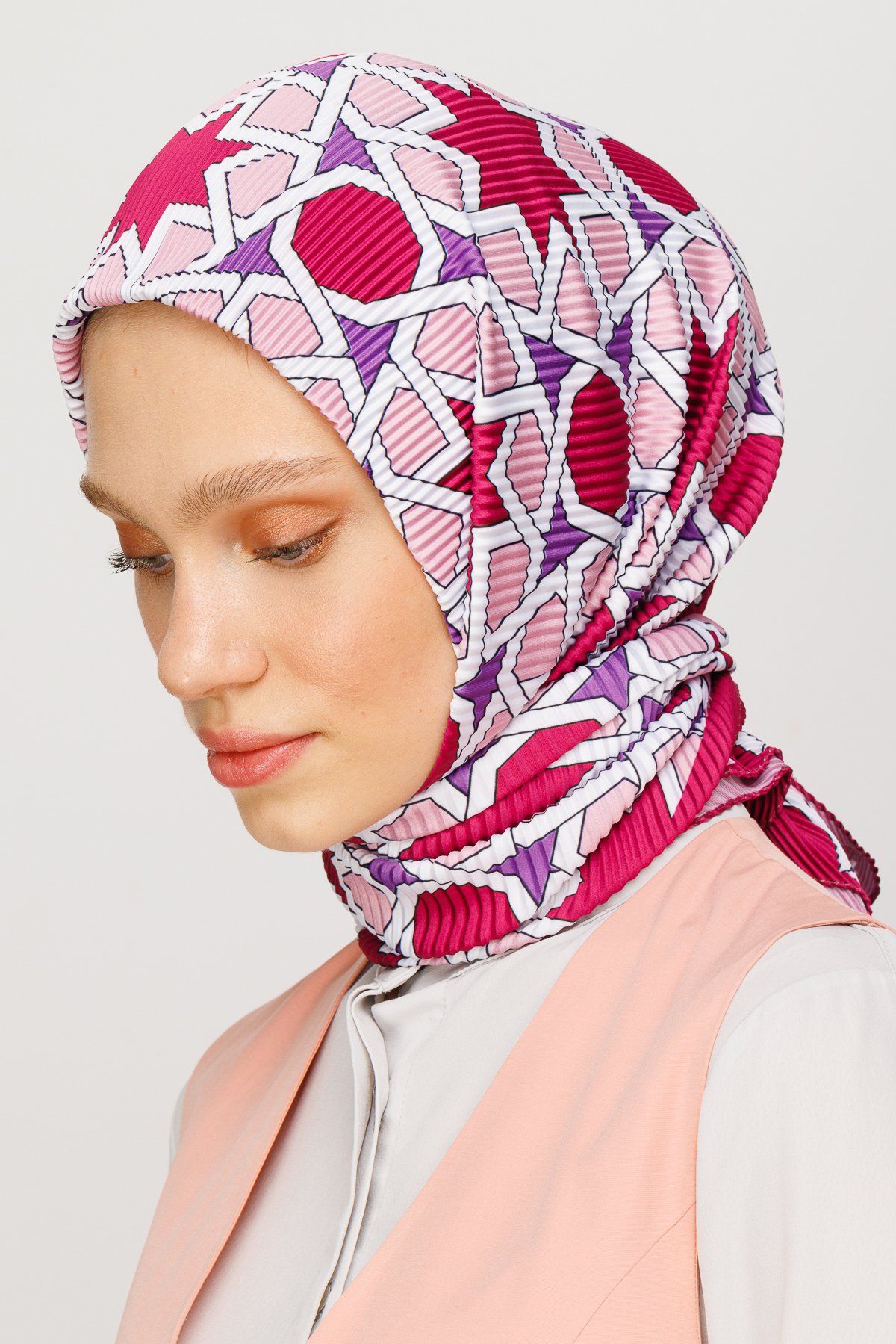 Şira Desen Pilise Eşarp - Magenta