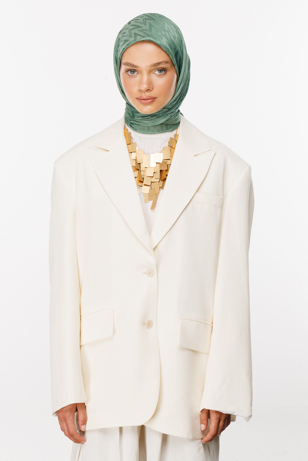 Nova Pattern Luxury Jacquard Scarf - Mold Green