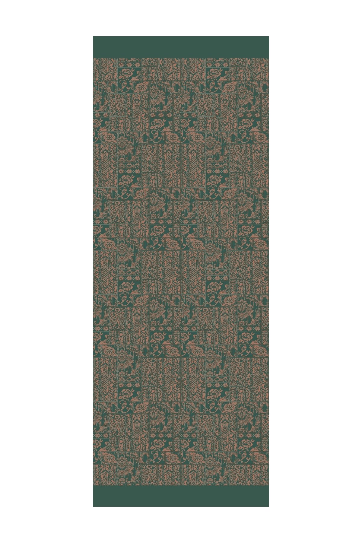 Henna Pattern Double-Sided Shawl - Emerald-Apricot