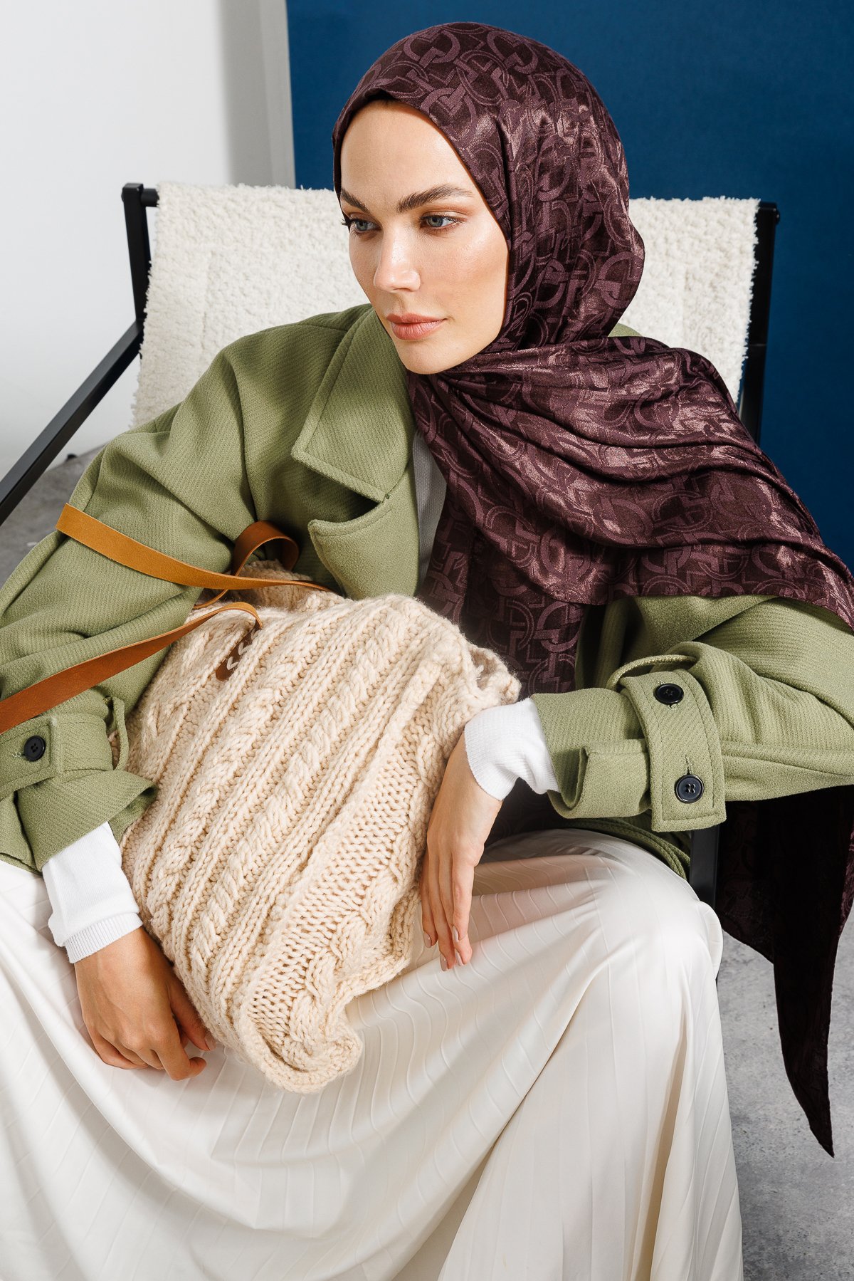 Gemustertes Glänzendes Jacquard Hijab