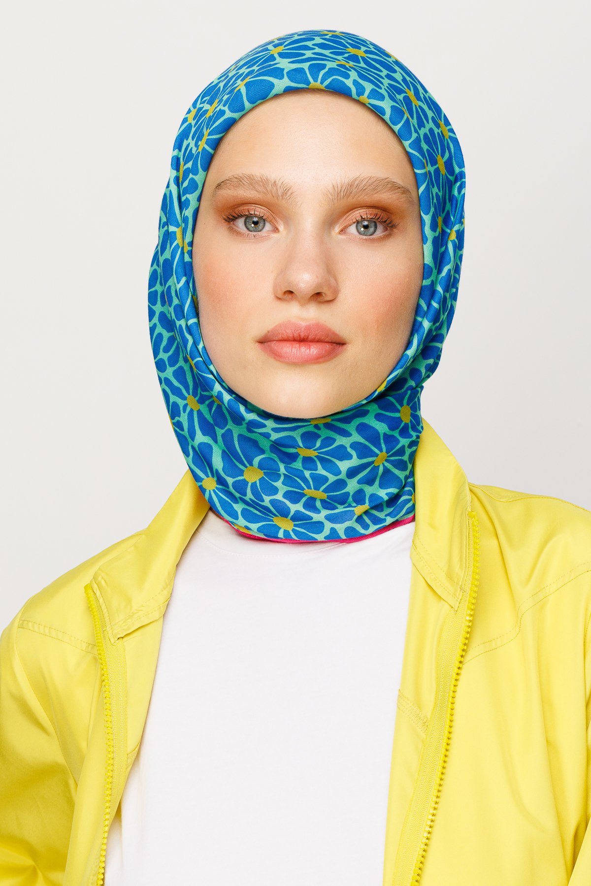 Clover Pattern Digital Soft Scarf - İndigo