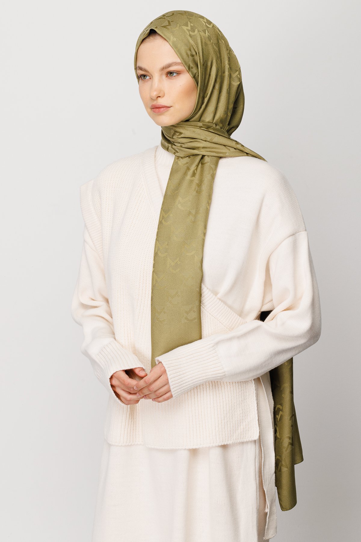 MC Pattern Jacquard Shawl - Soft Green
