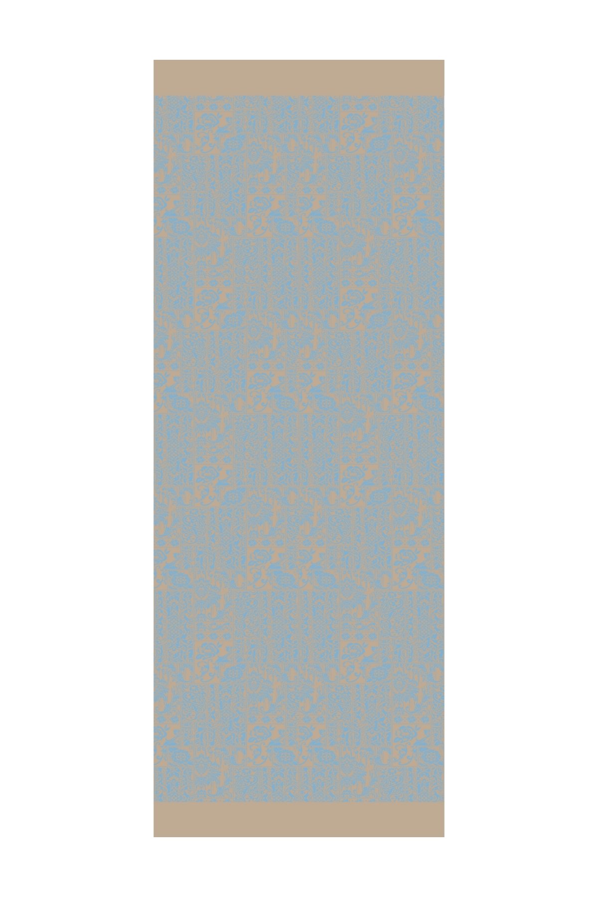 Henna Pattern Double-Sided Shawl - Mink-Turquoise