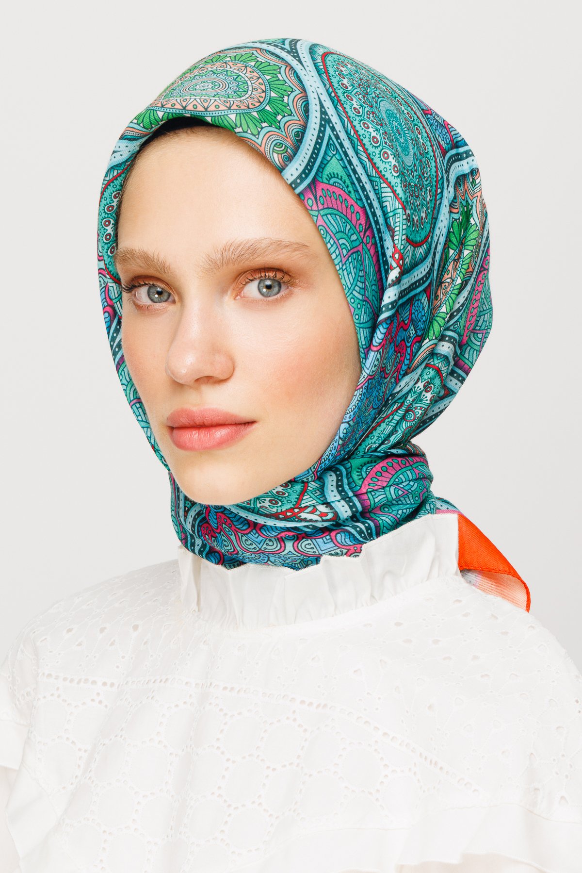 Ethnic Pattern Digital Soft Scarf - Turquoise