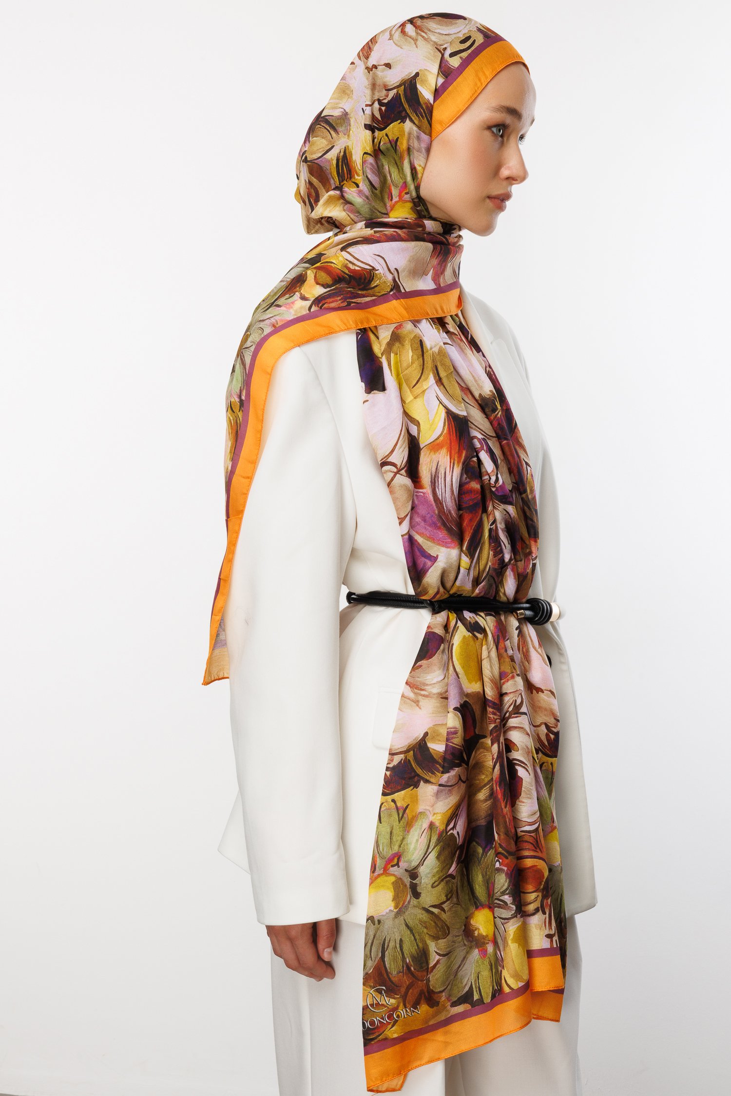 Patterned Cotton Shawl - Turuncu