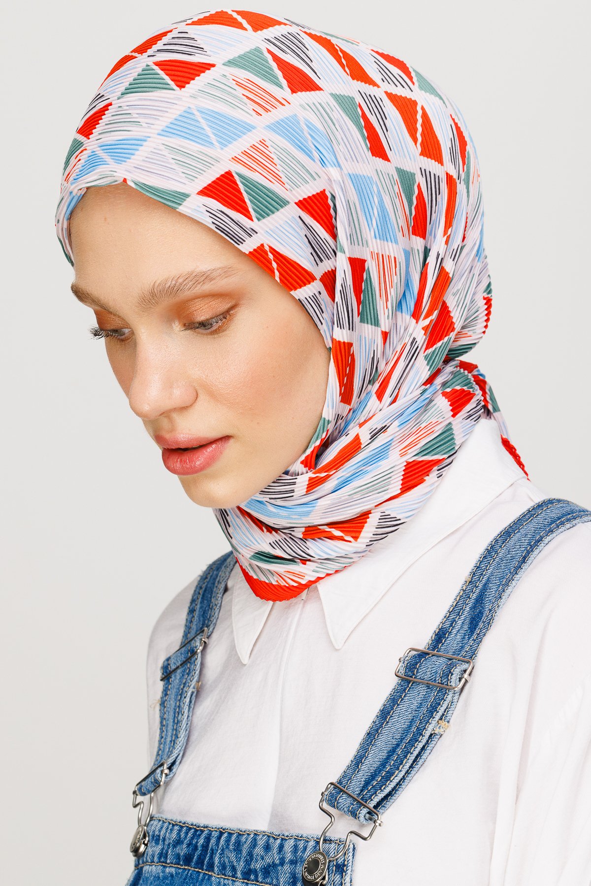 Prism Pattern Pleated Scarf - Turuncu