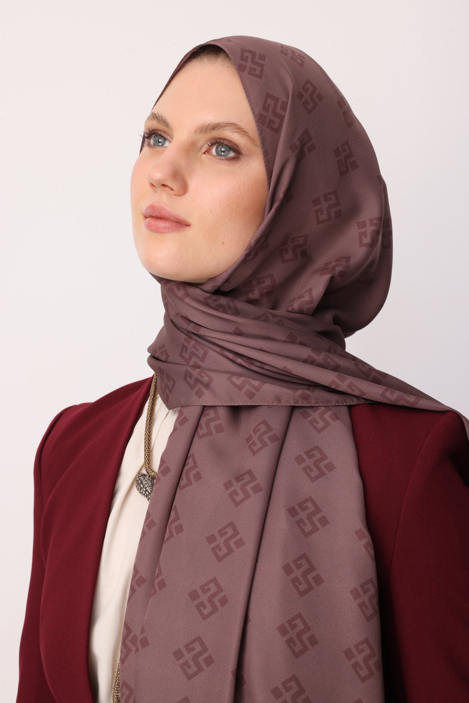 Elibelinde Desen Sakura İpek Şal - Kiremit