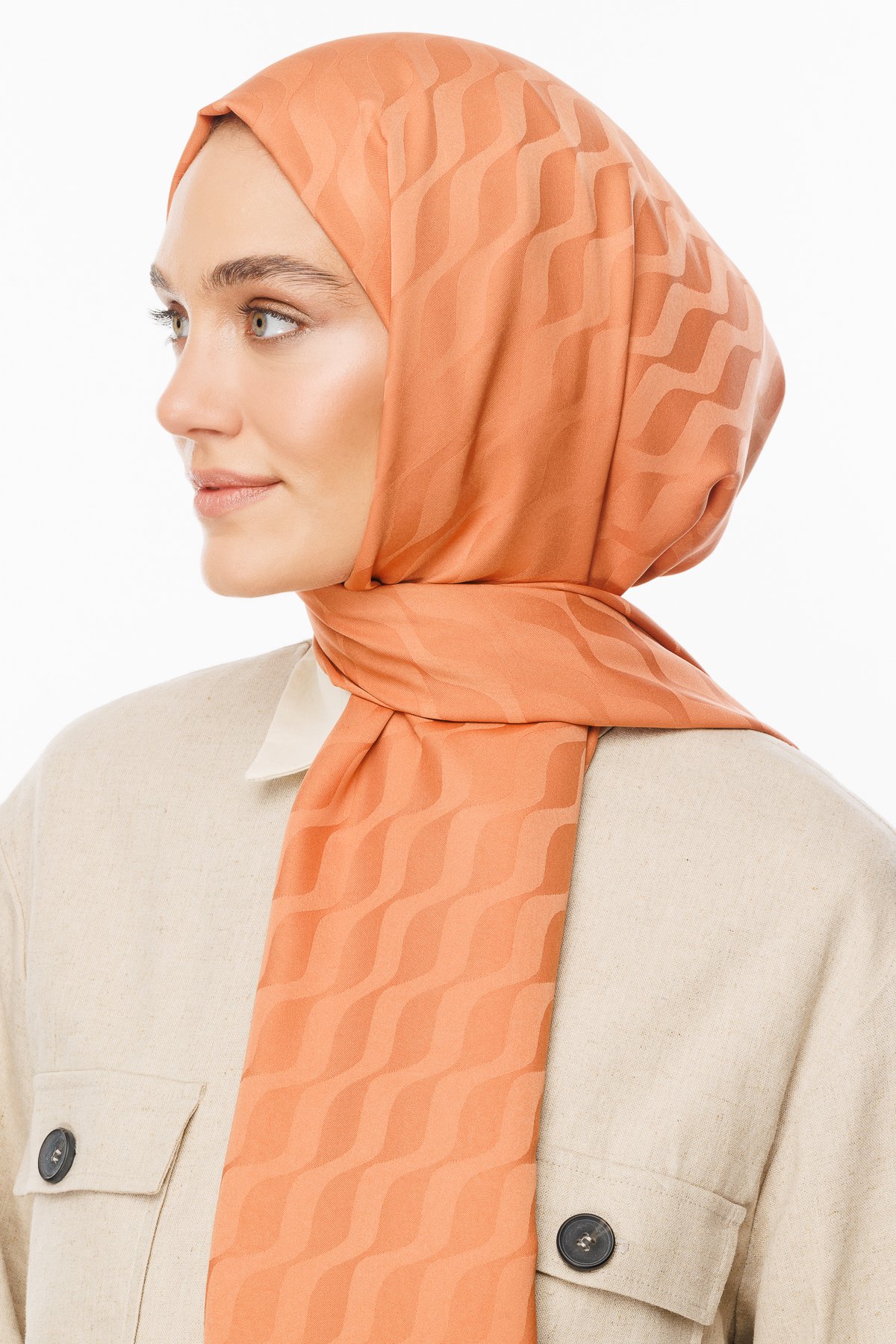 Wave Pattern Silky Jacquard Shawl - Puppies Mouth