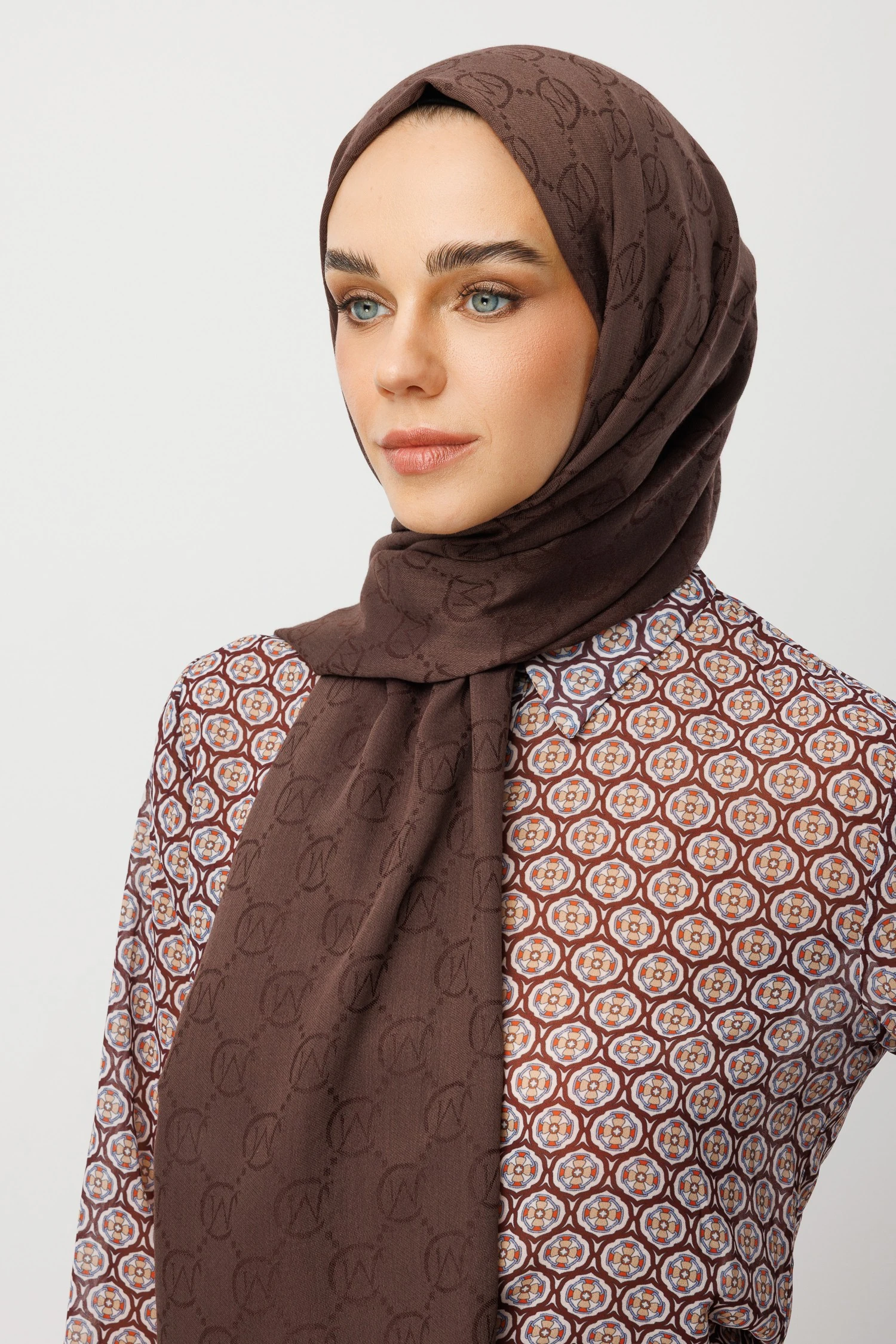 Wool Silk Shawl - Kahve