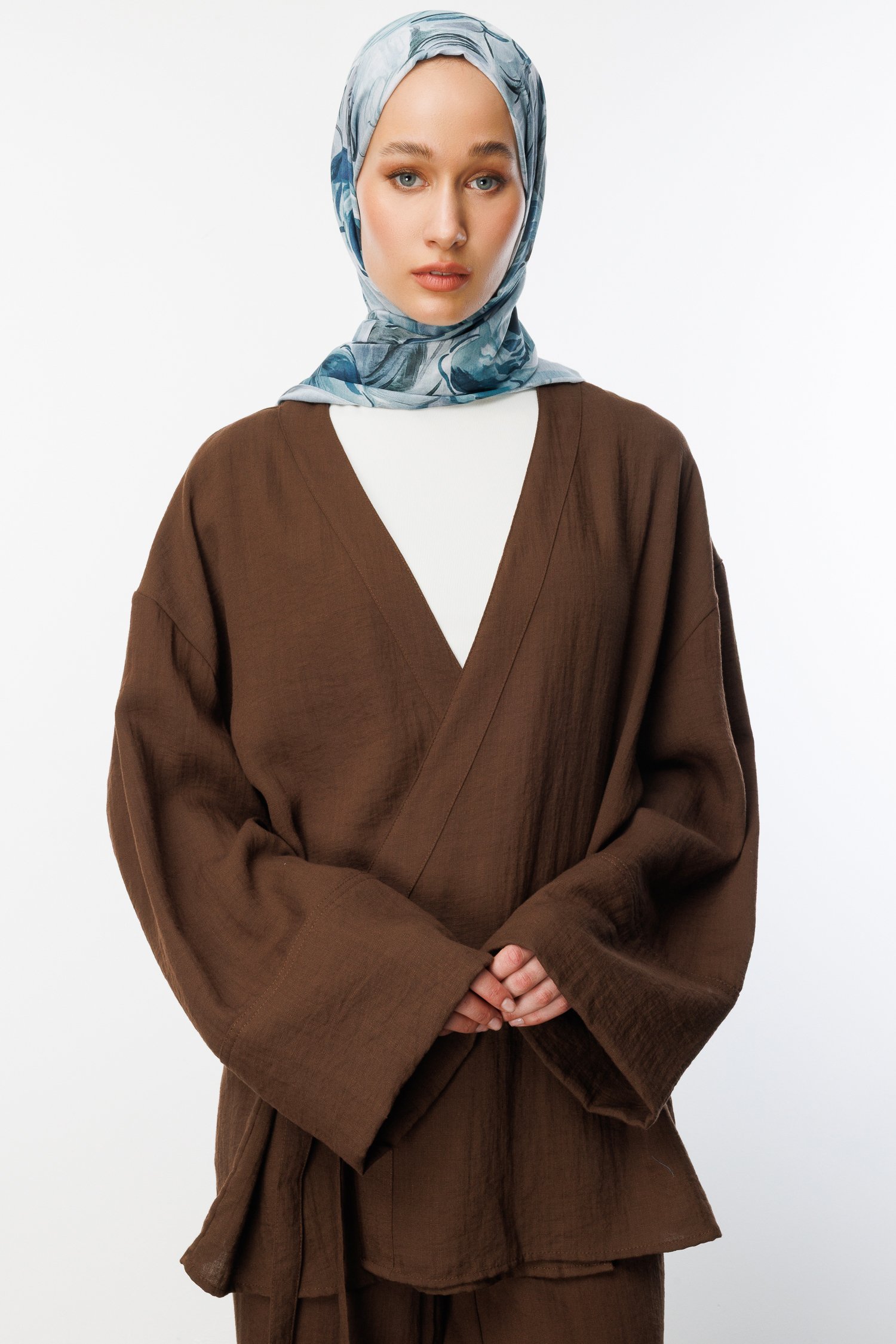 Patterned Cotton Shawl - Ice Blue