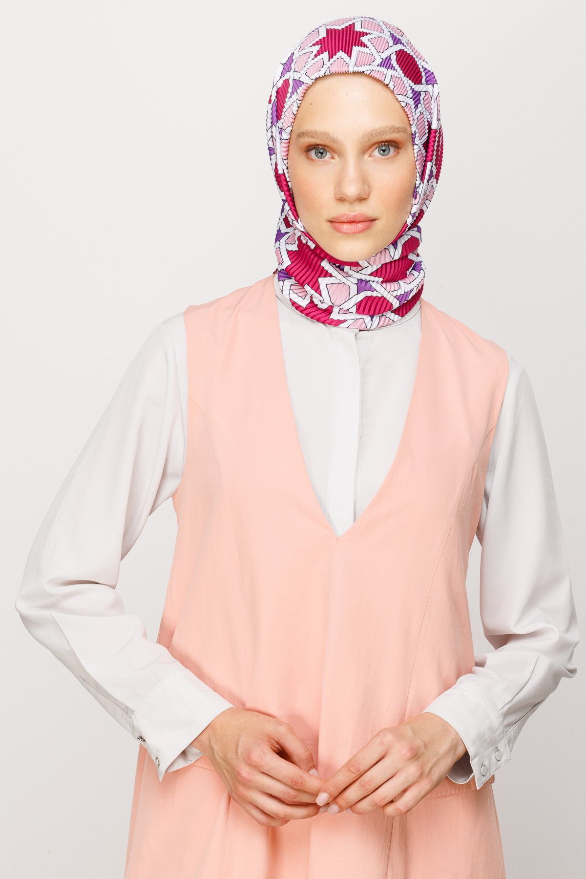 Şira Desen Pilise Eşarp - Magenta