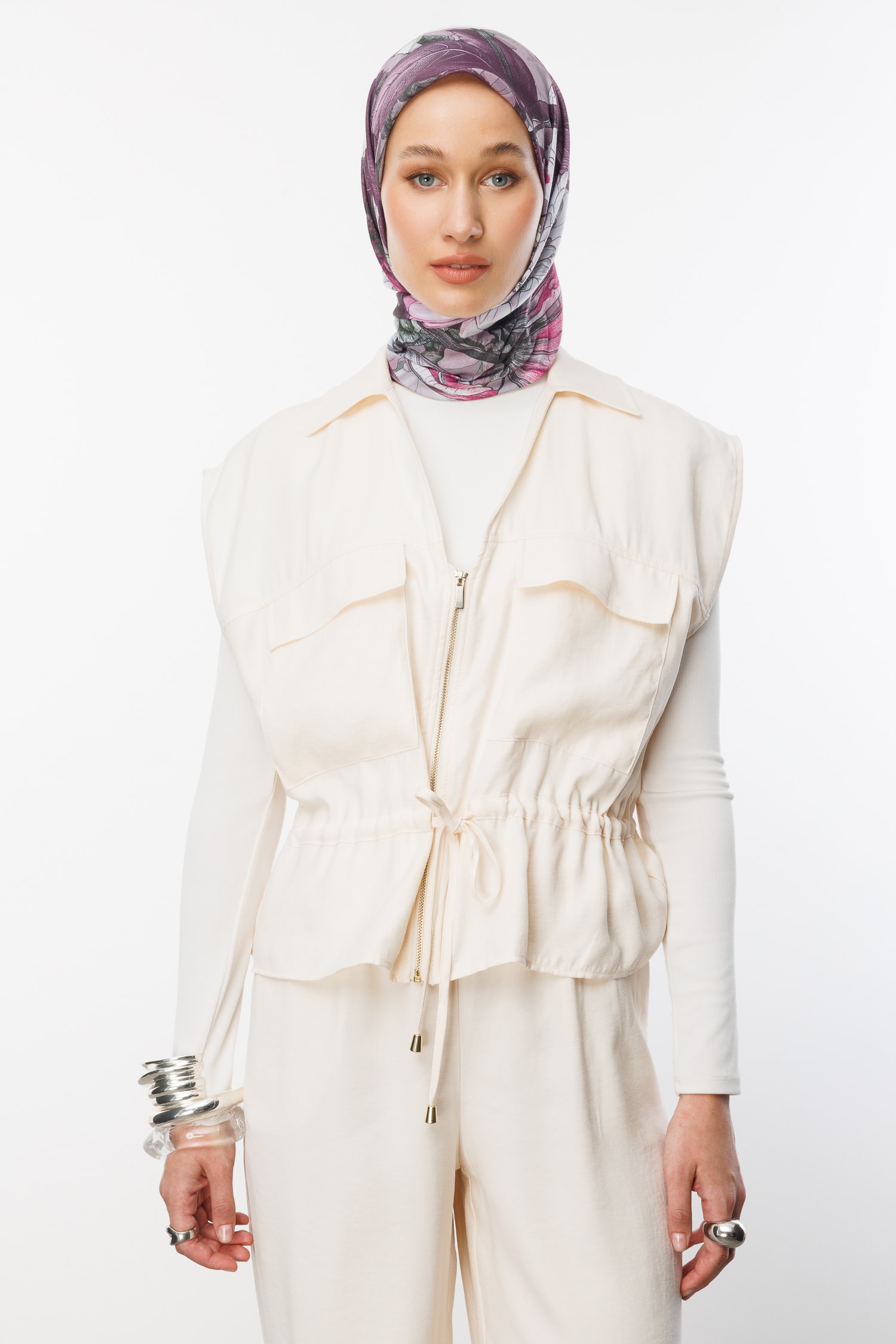 Floren Pattern Cotton Scarf - Violet