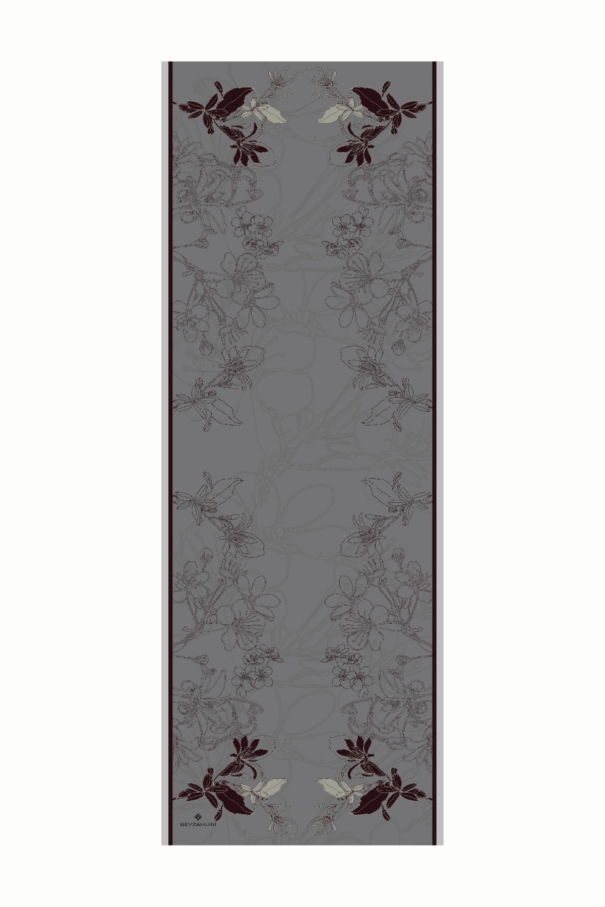 Yekta Desen Sakura İpek Şal - Dark Grey