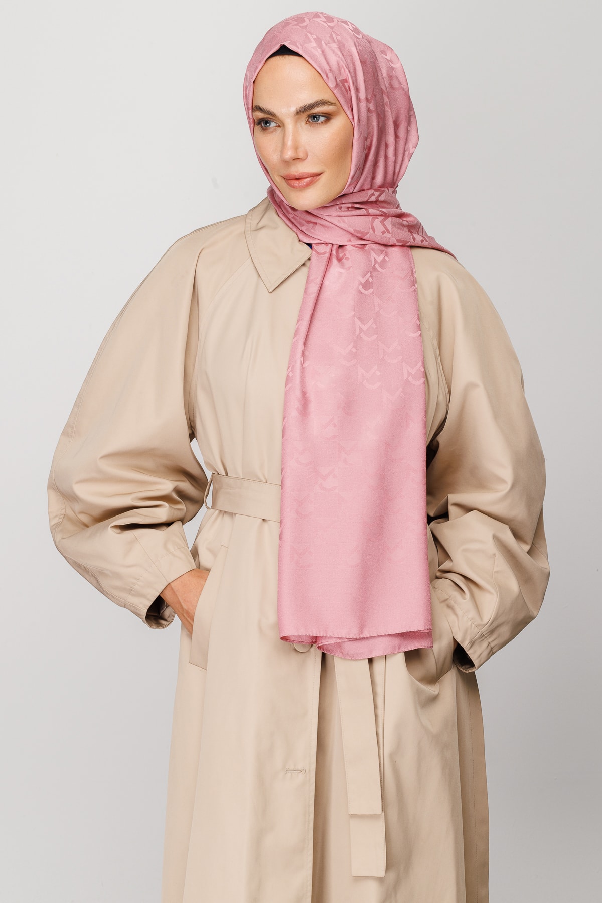 MC Pattern Jacquard Shawl - Pink