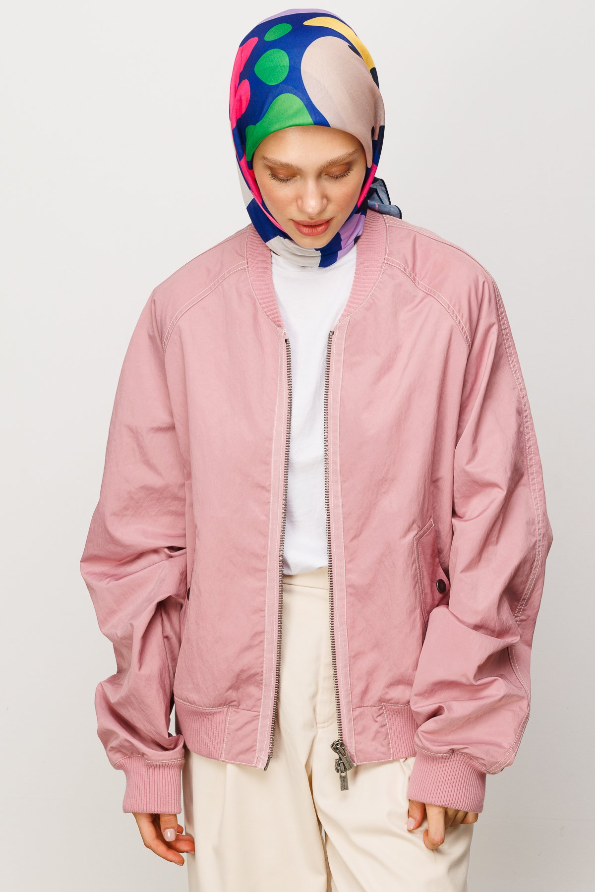 Bloom Pattern Digital Soft Scarf - Sax Blue