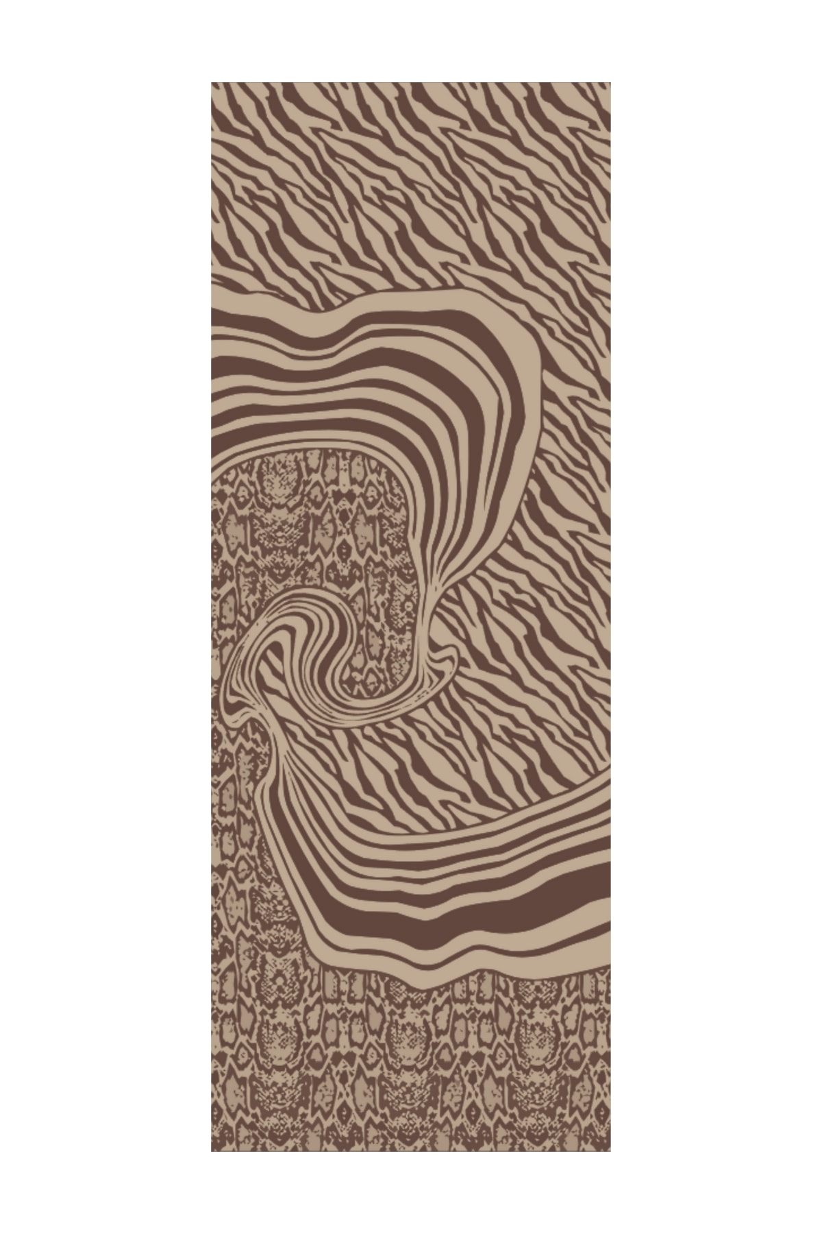 Riad-Pattern Reversible Shawl - Bitter Coffee-Beige