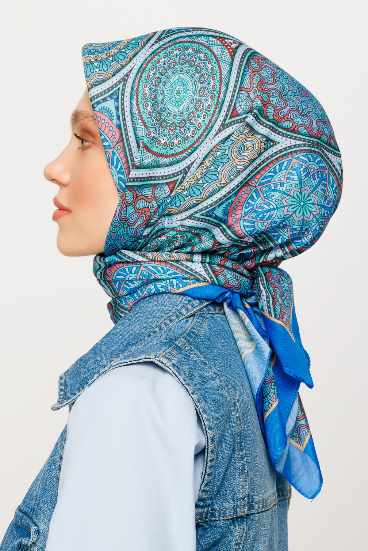Ethnic Pattern Digital Soft Scarf - Blue