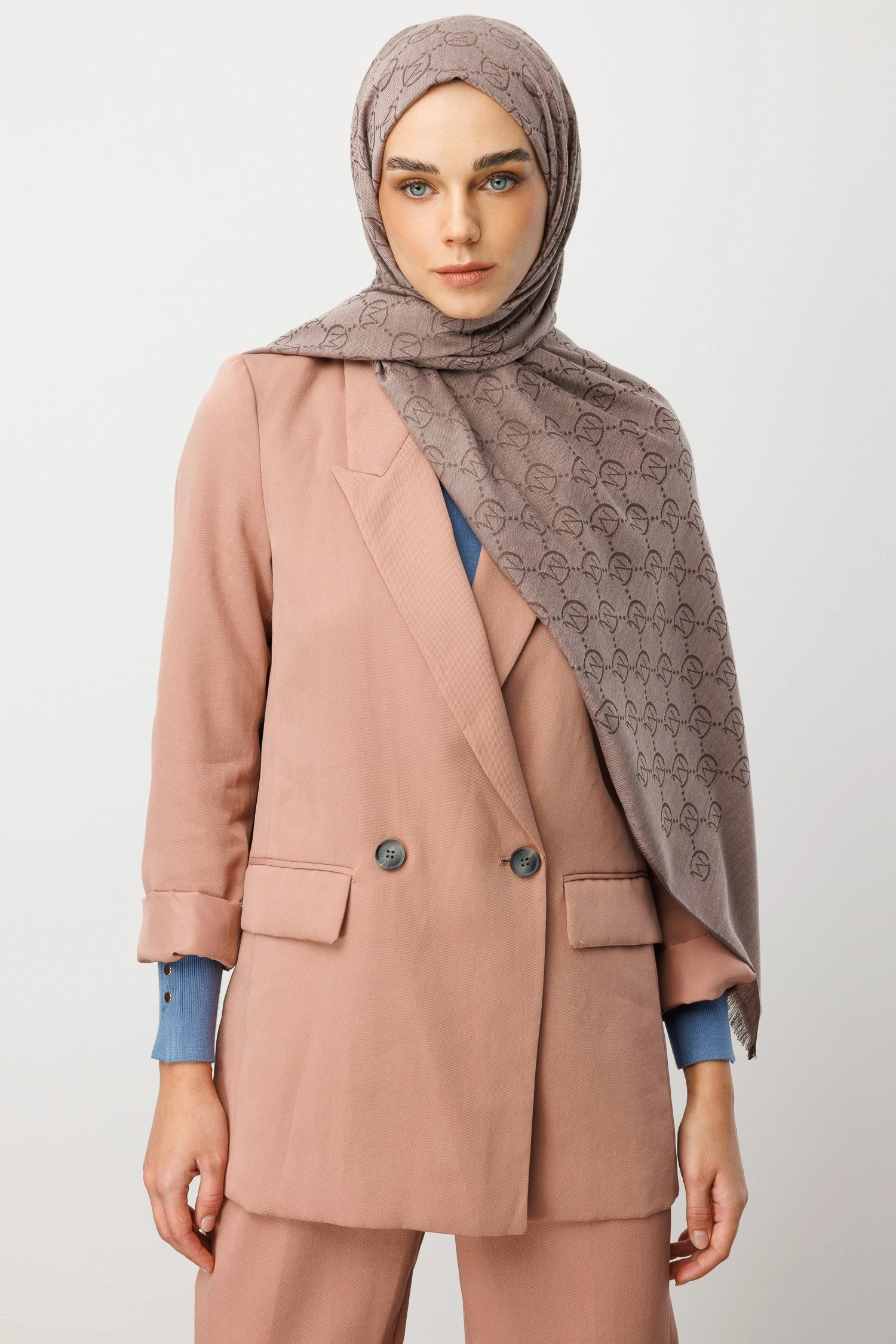 Yün İpek Şal - Toz Pembe