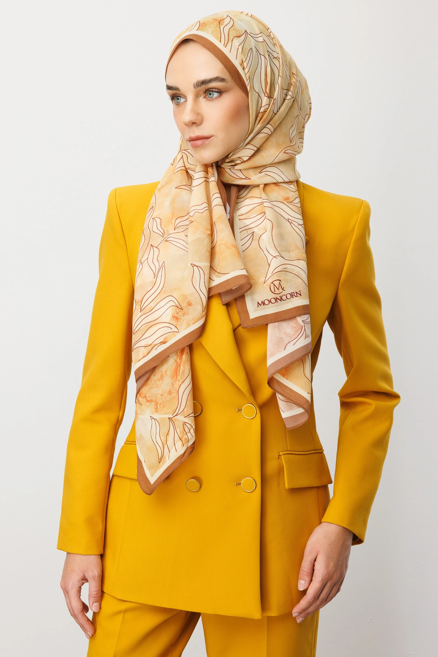 Frond Pattern Hebei Silk Shawl - Buğday