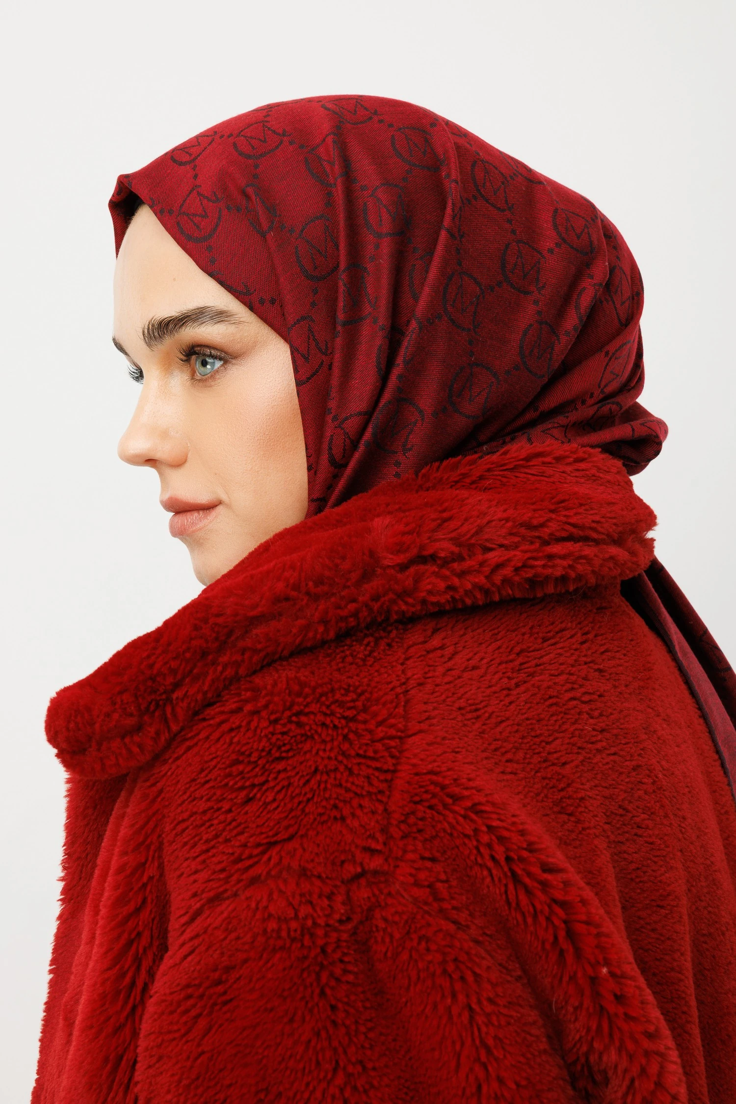 Yün İpek Şal - Bordo