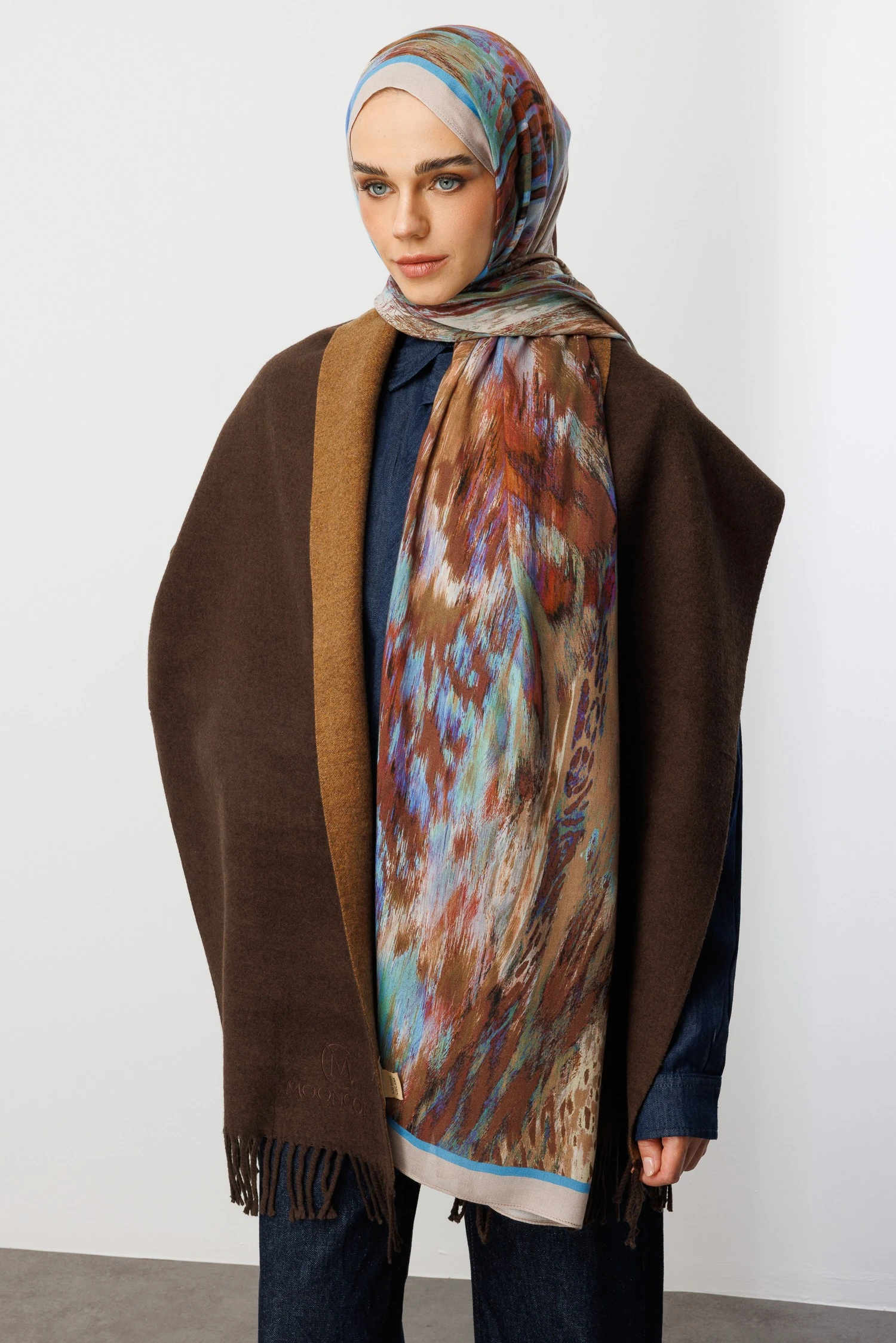 Leopar Desen Rami Şal - Blue