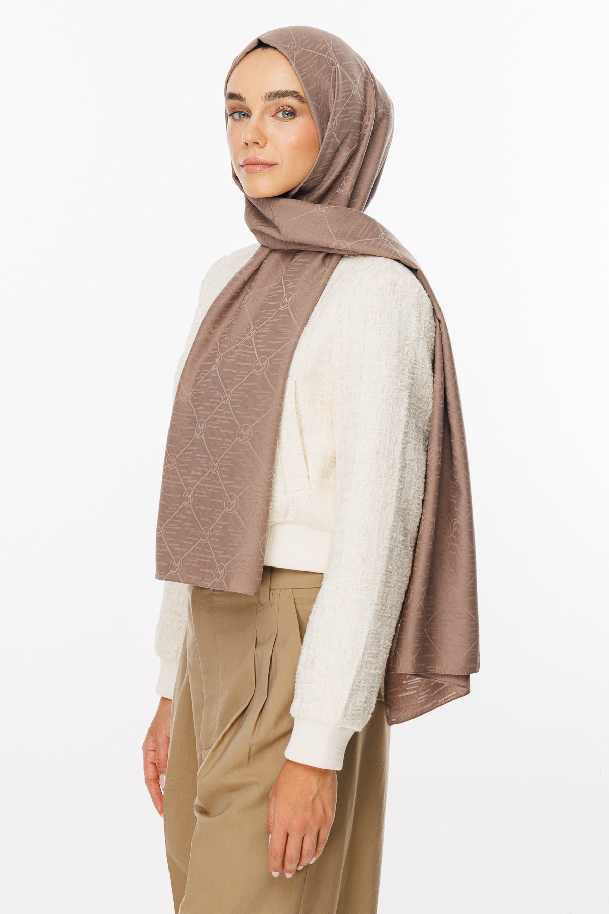 Moon Is Pattern Jacquard Shawl - Canyon